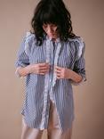 Cape Cove Lara Stripe Frill Shirt, Blue/White