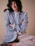 Cape Cove Lara Stripe Frill Shirt, Blue/White