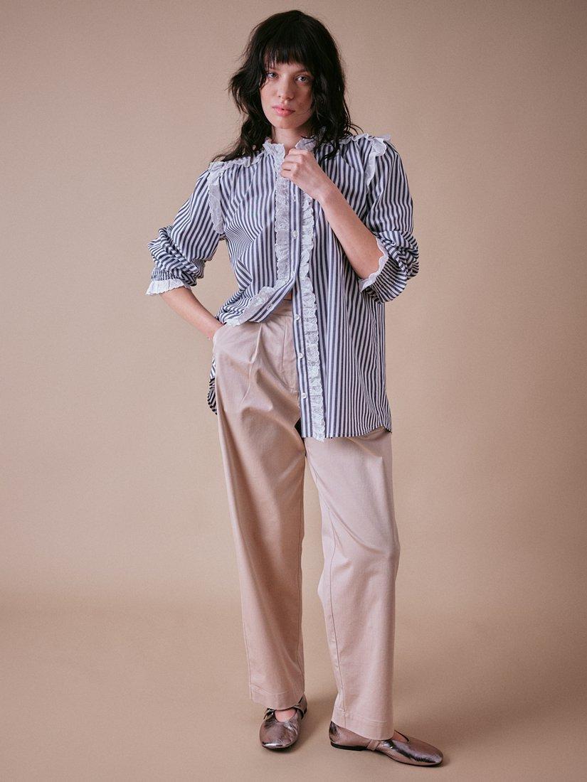 Product image 5 of 5, which shows Cape Cove Lara Stripe Frill Shirt, Blue/White, XS