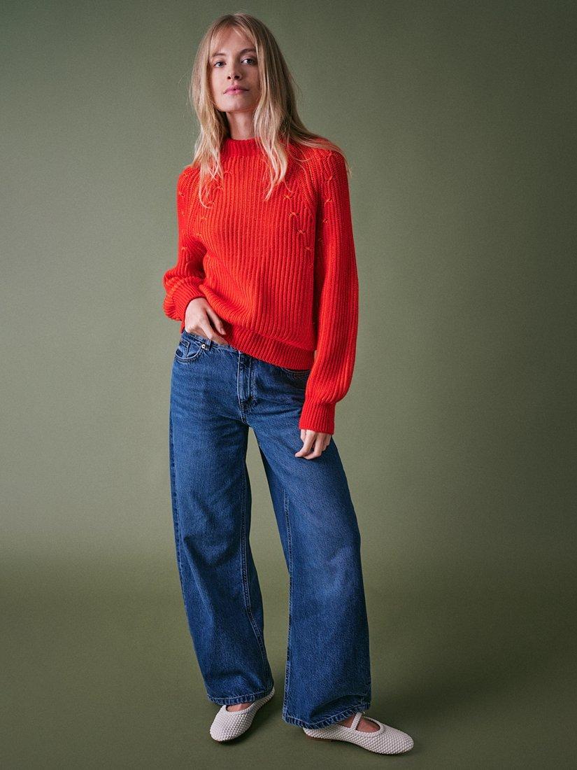 Product image 1 of 4, which shows Cape Cove Dusk Pure Merino Wool Jumper, Red, XS
