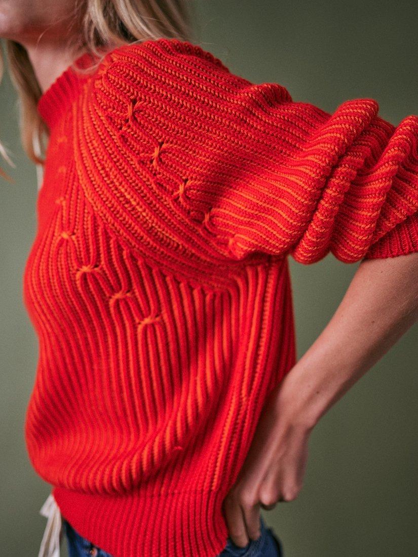 Product image 2 of 4, which shows Cape Cove Dusk Pure Merino Wool Jumper, Red, XS