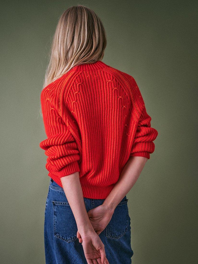 Product image 3 of 4, which shows Cape Cove Dusk Pure Merino Wool Jumper, Red, XS