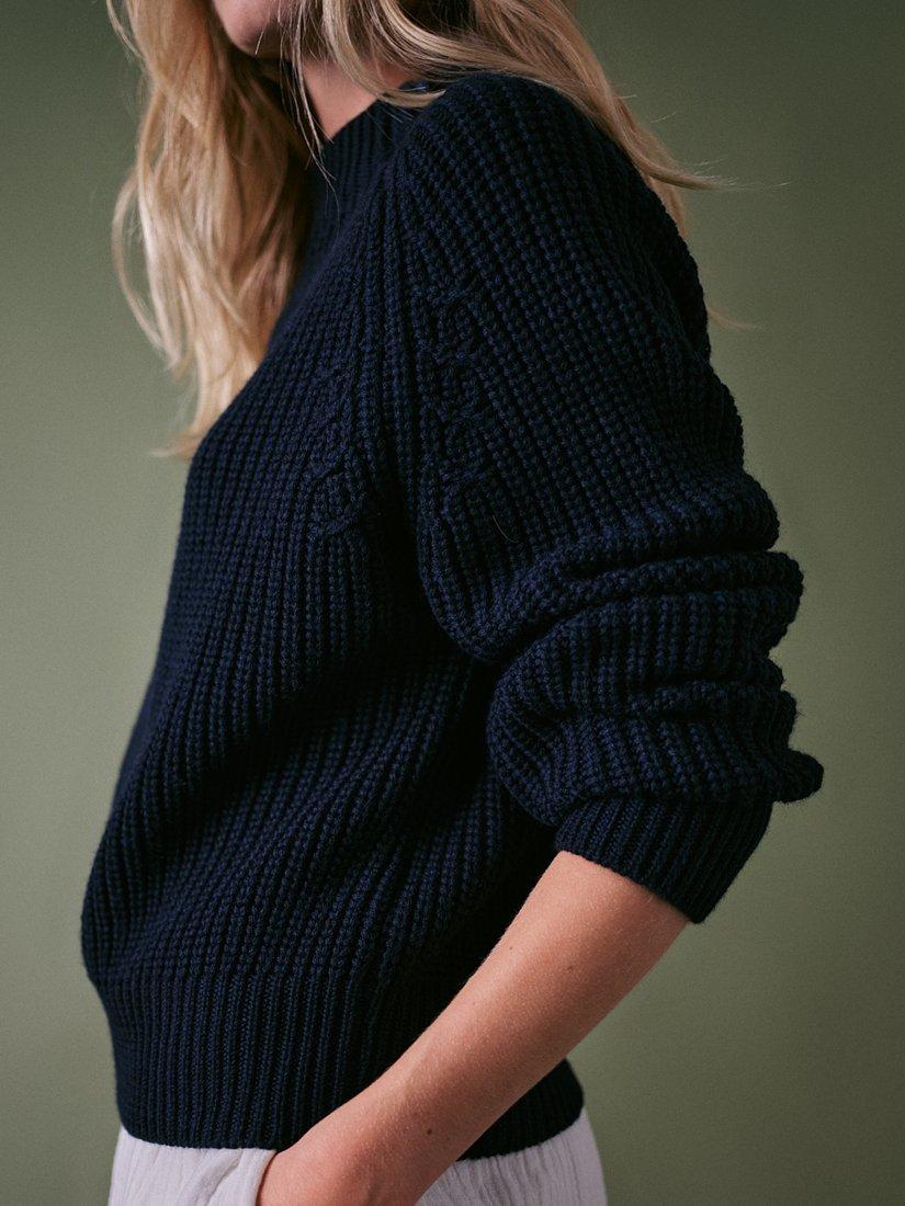 Product image 2 of 5, which shows Cape Cove Dusk Pure Merino Wool Jumper, Navy, L