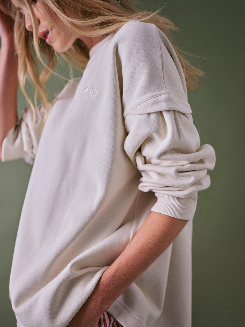 Product image 2 of 5, which shows Cape Cove Oversized Embroidered Sweatshirt, Cream, S