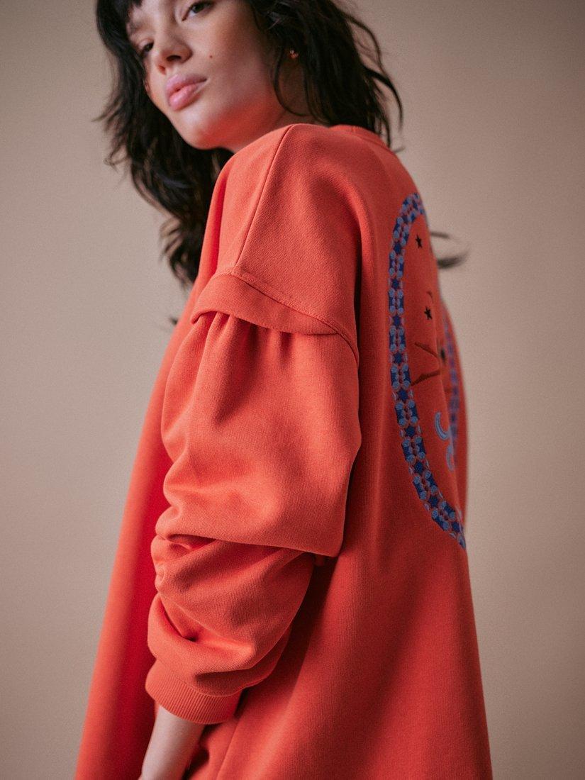 Product image 2 of 7, which shows Cape Cove Embroidered Oversized Sweatshirt, Orange/Multi, XS
