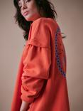 Cape Cove Embroidered Oversized Sweatshirt, Orange/Multi