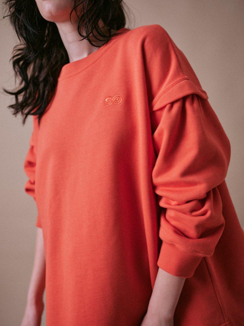 Product image 3 of 7, which shows Cape Cove Embroidered Oversized Sweatshirt, Orange/Multi, XS