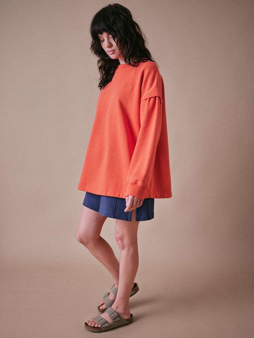 Product image 5 of 7, which shows Cape Cove Embroidered Oversized Sweatshirt, Orange/Multi, XS