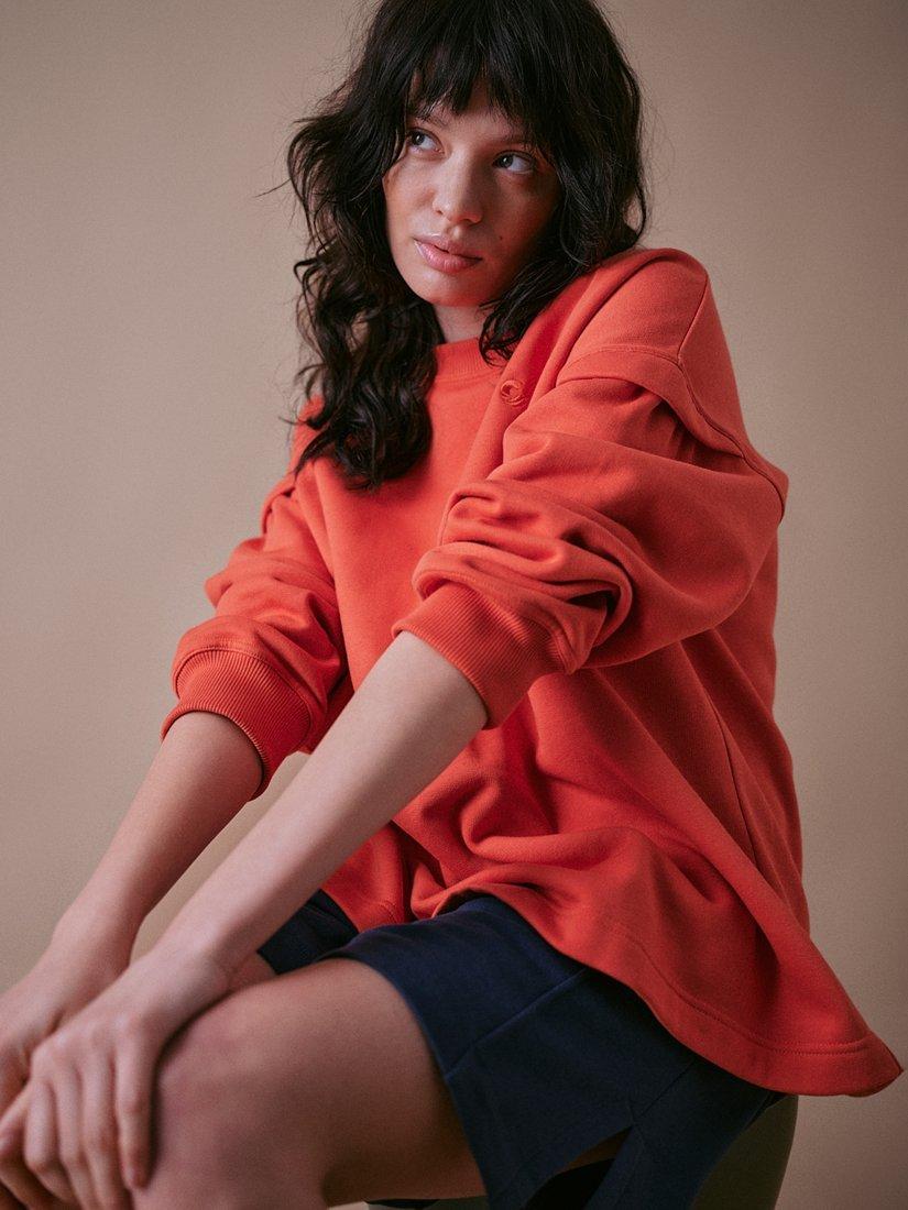 Product image 7 of 7, which shows Cape Cove Embroidered Oversized Sweatshirt, Orange/Multi, XS