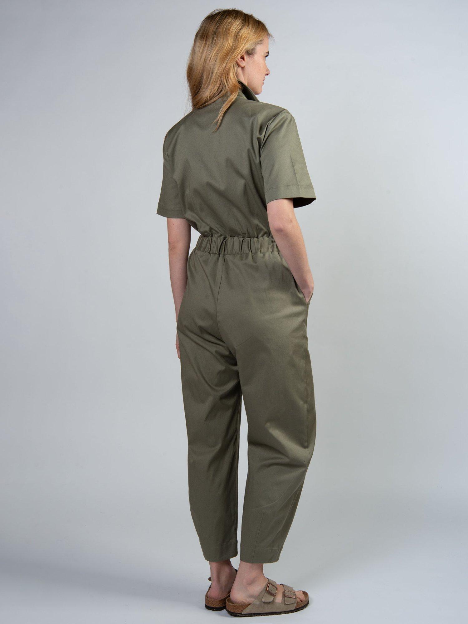 Product image 3 of 6, which shows Cape Cove Zip Barrel Leg Jumpsuit, Green, XS