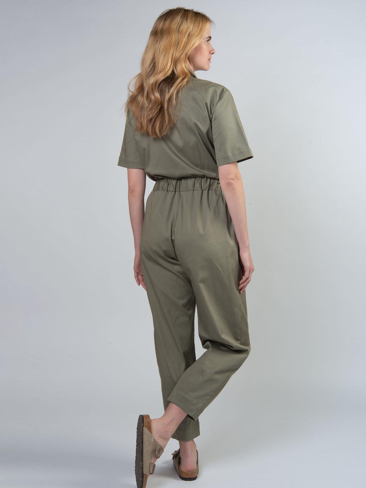 Product image 4 of 6, which shows Cape Cove Zip Barrel Leg Jumpsuit, Green, XS