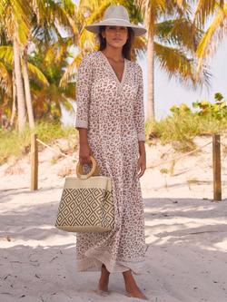 Aspiga Mykonos Animal Print Pure Organic Cotton Dress, White/Taupe, White/Taupe