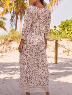 Aspiga Mykonos Animal Print Pure Organic Cotton Dress, White/Taupe - view 2, White/Taupe