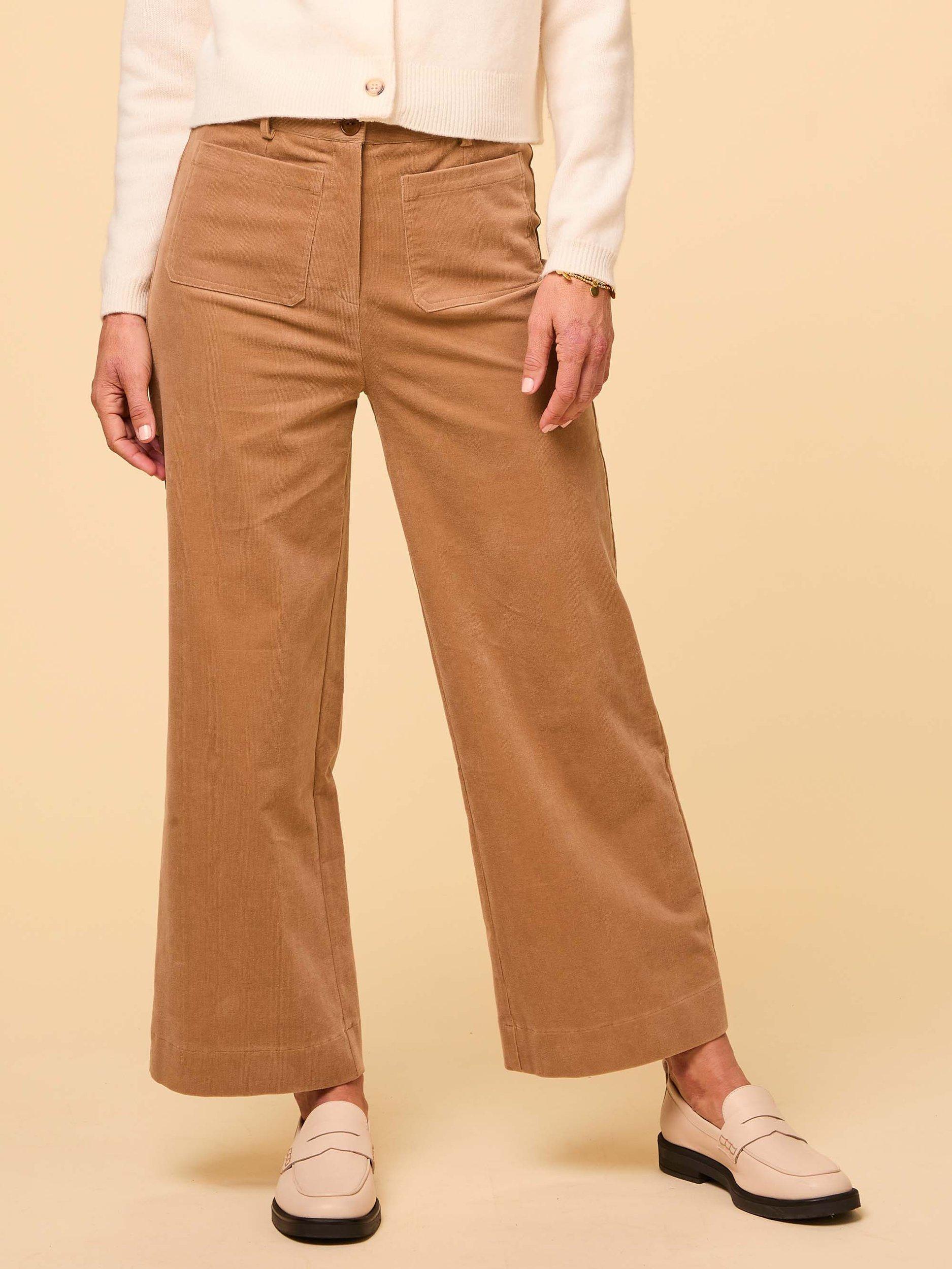 Product image 1 of 5, which shows Aspiga Kendal Needlecord Organic Cotton Rich Trousers, Camel, XS
