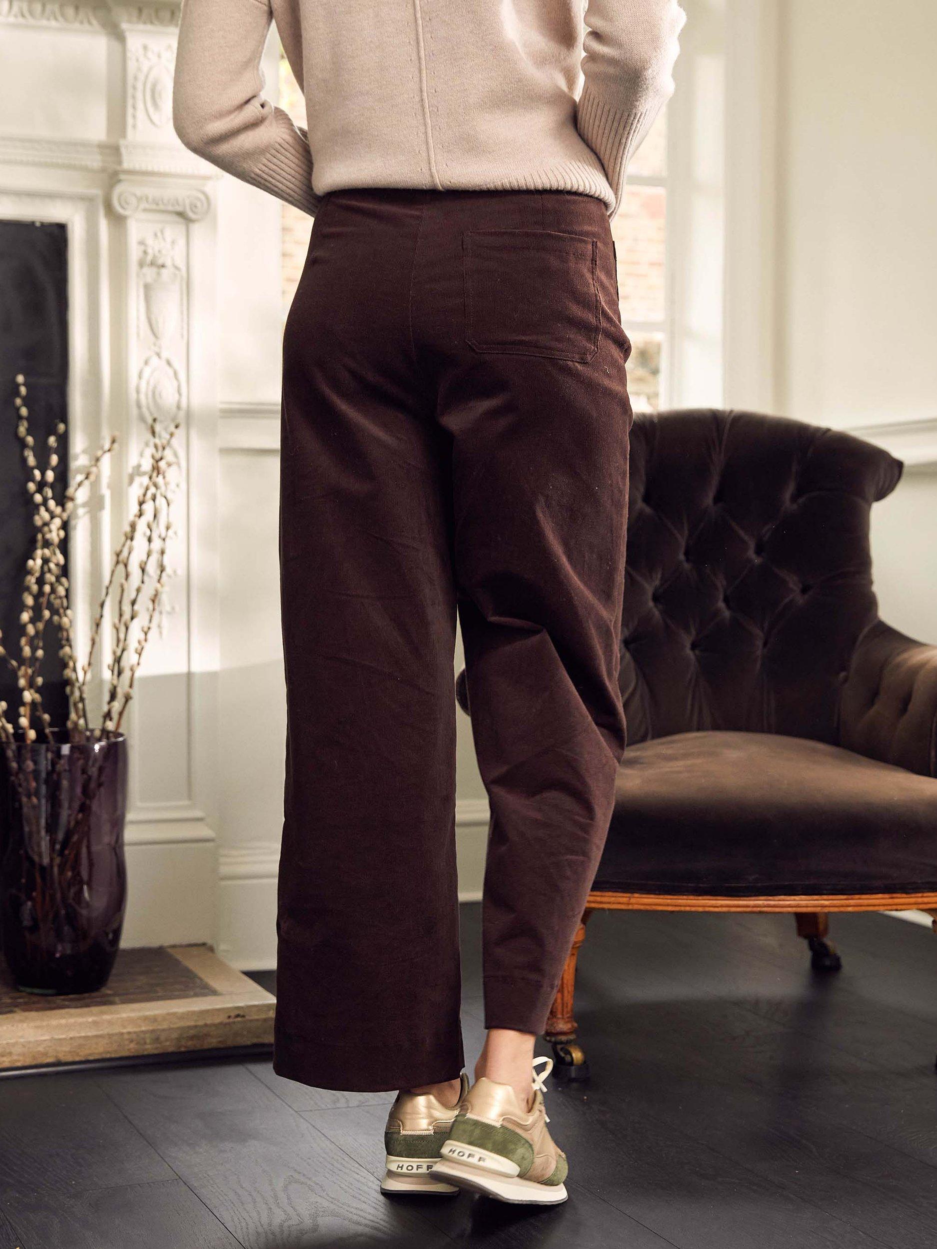 Product image 2 of 4, which shows Aspiga Kendal Needlecord Organic Cotton Rich Trousers, Chocolate, XS