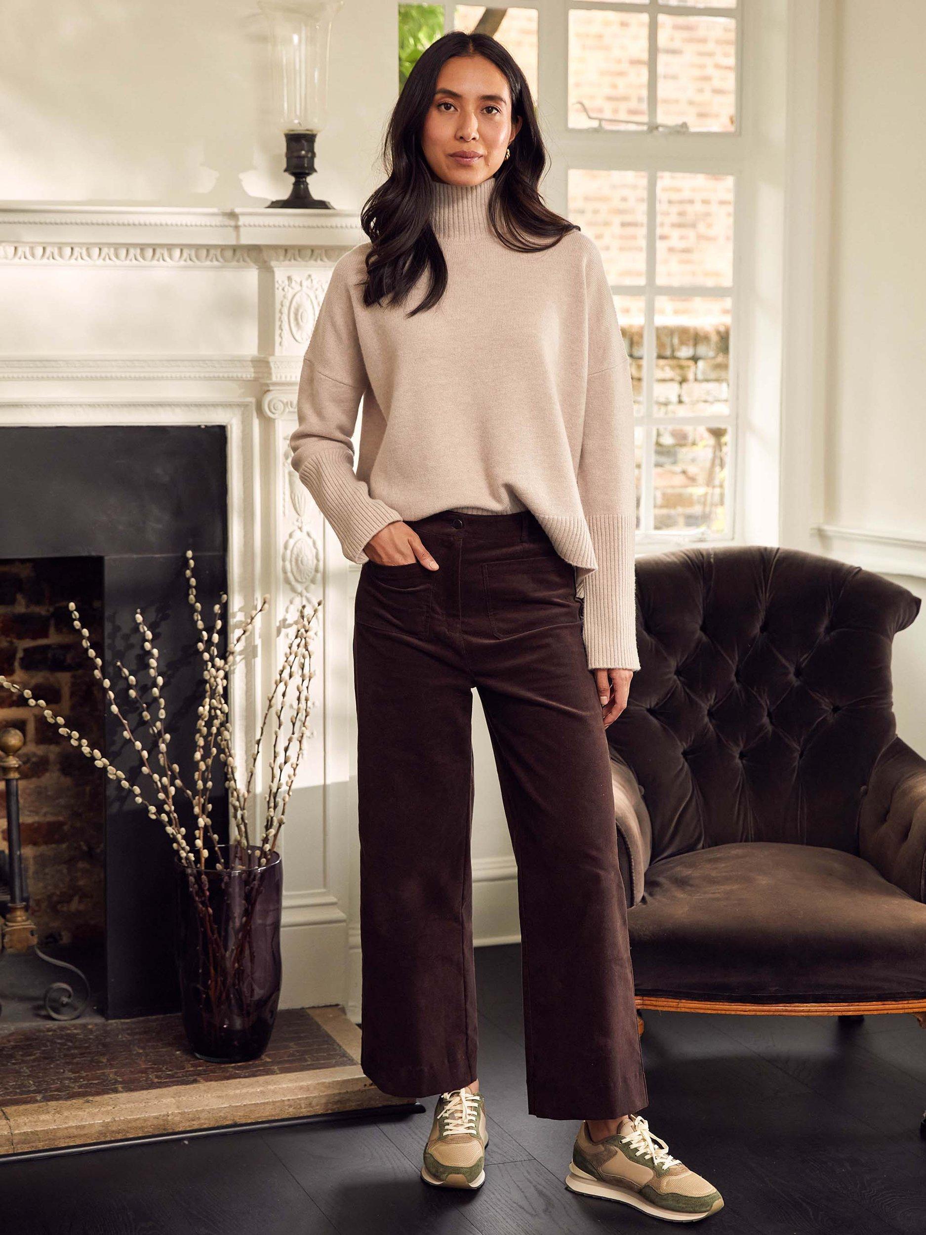 Product image 3 of 4, which shows Aspiga Kendal Needlecord Organic Cotton Rich Trousers, Chocolate, XS