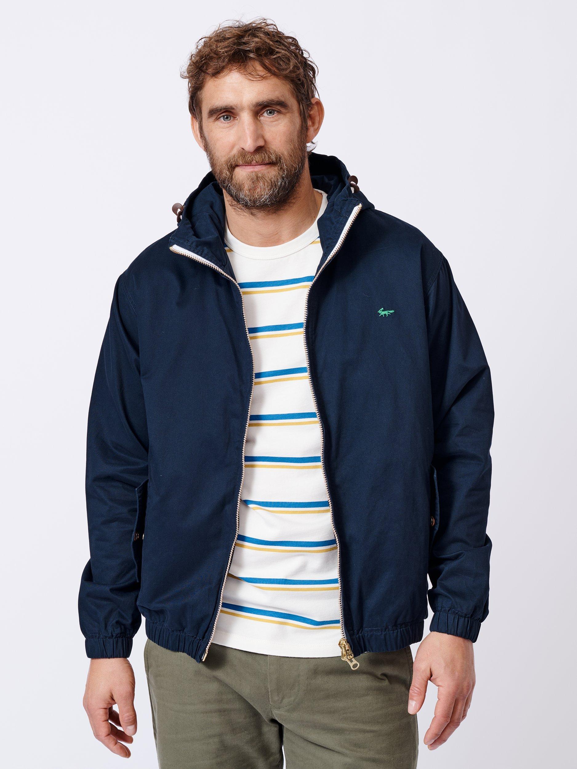 Product image 1 of 9, which shows Aubin Kirkmond Cotton Windbreaker Jacket, Navy, S