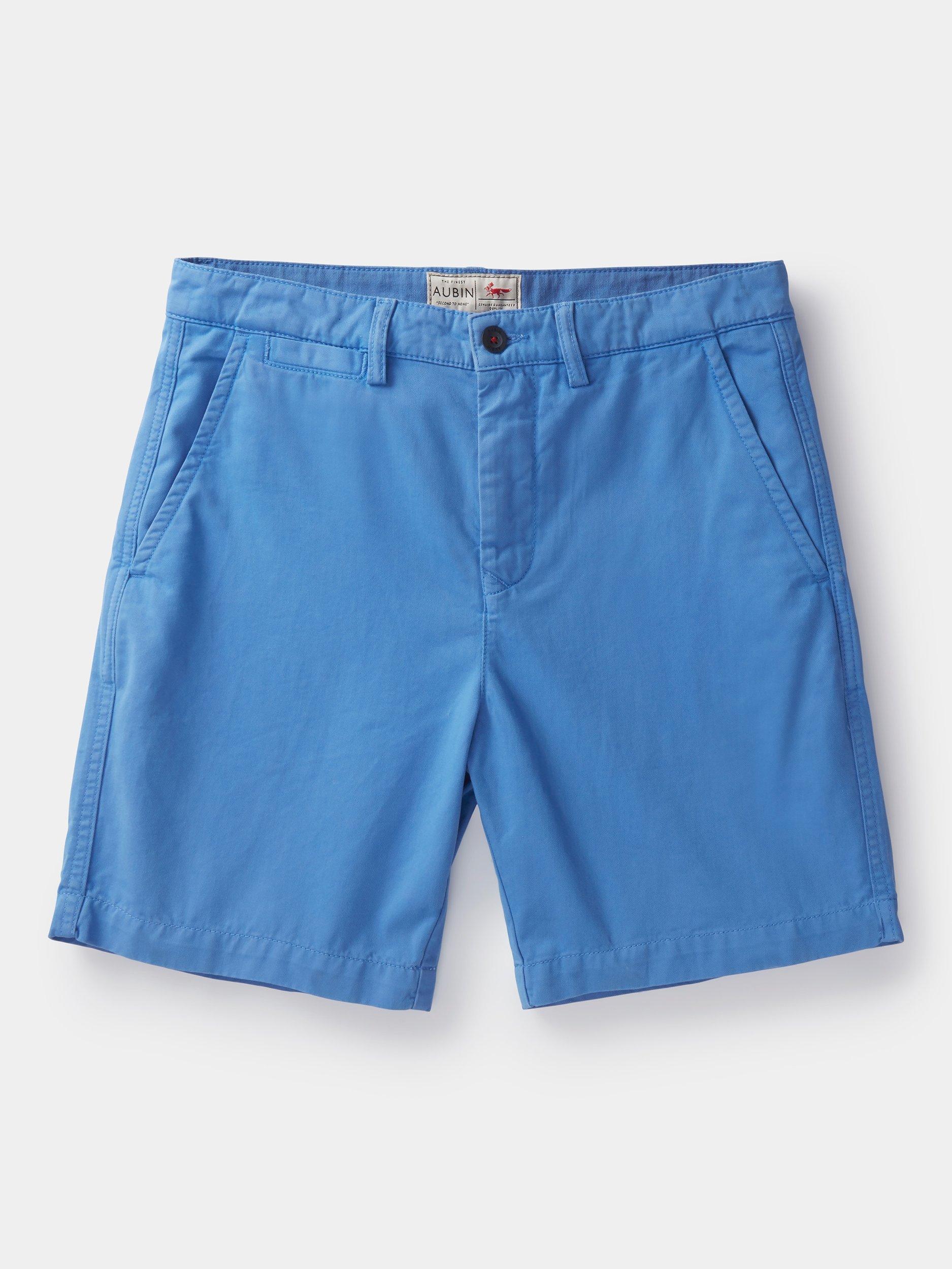 Product image 5 of 5, which shows Aubin Stamford Cotton Regular Fit Chino Shorts, Washed Cobalt, 30