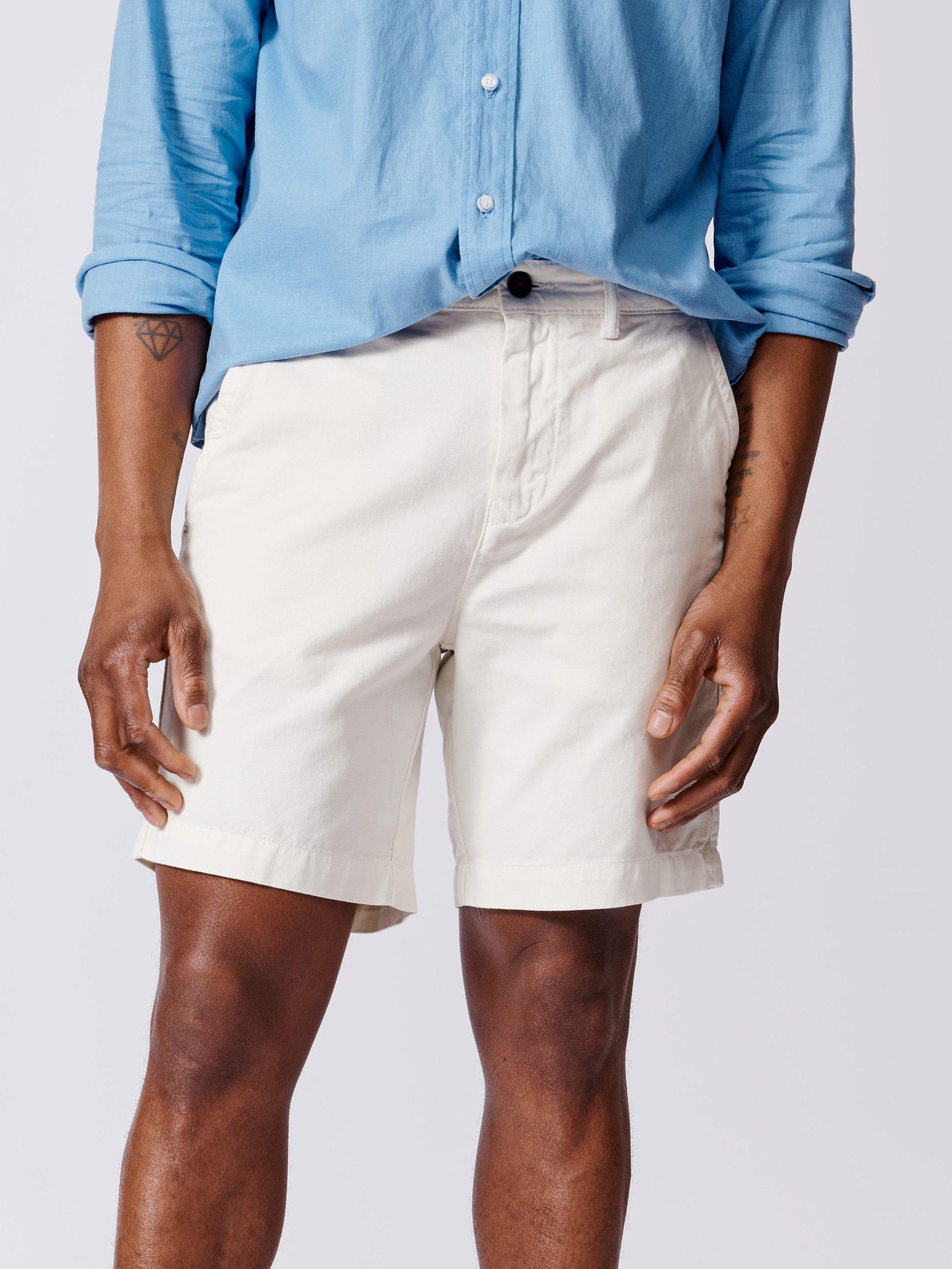 Product image 1 of 5, which shows Aubin Stamford Cotton Regular Fit Chino Shorts, Ecru, 30