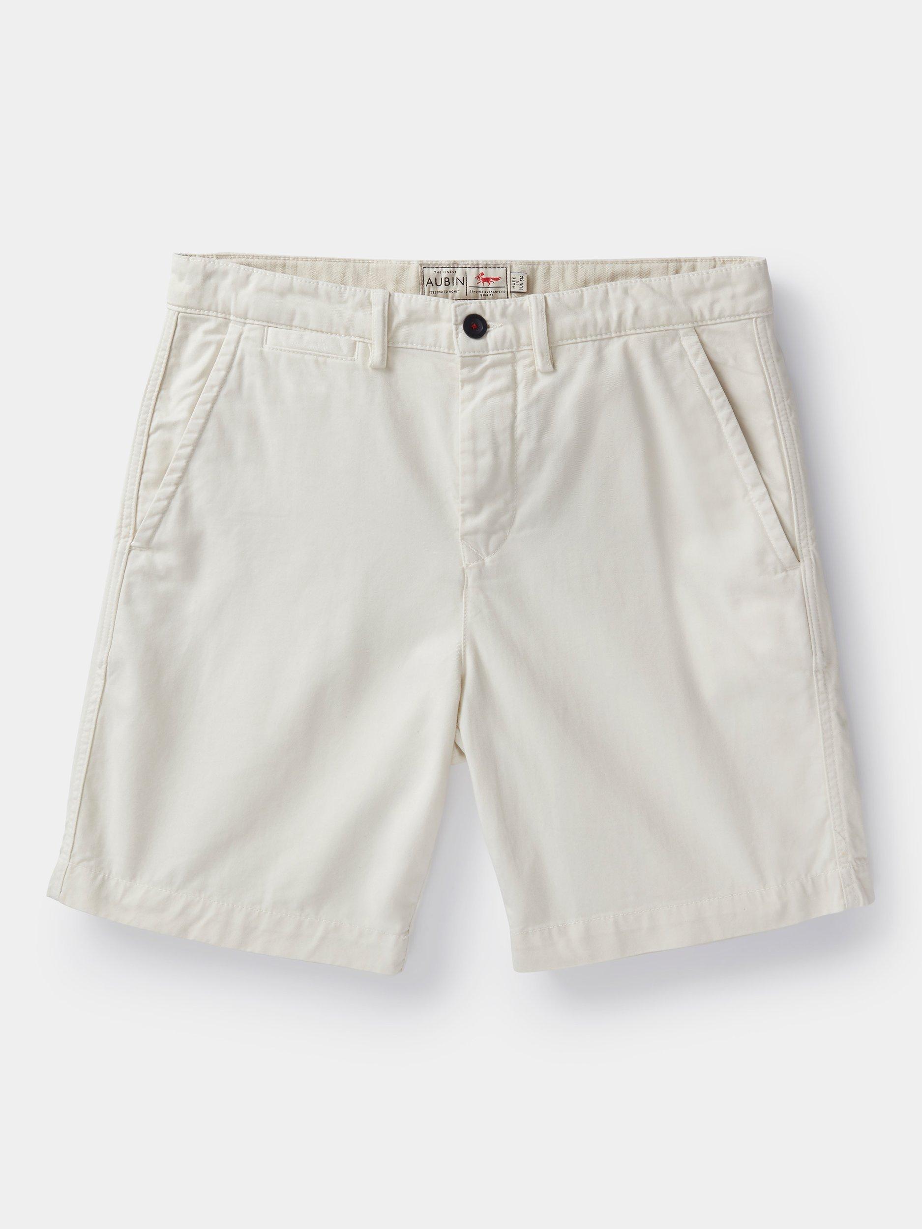 Product image 5 of 5, which shows Aubin Stamford Cotton Regular Fit Chino Shorts, Ecru, 30