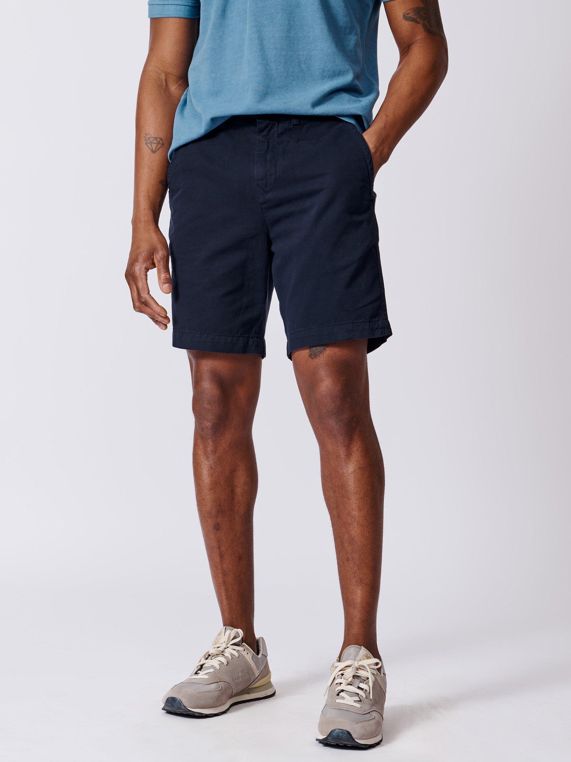 Product image 1 of 5, which shows Aubin Stamford Cotton Regular Fit Chino Shorts, Navy, 30
