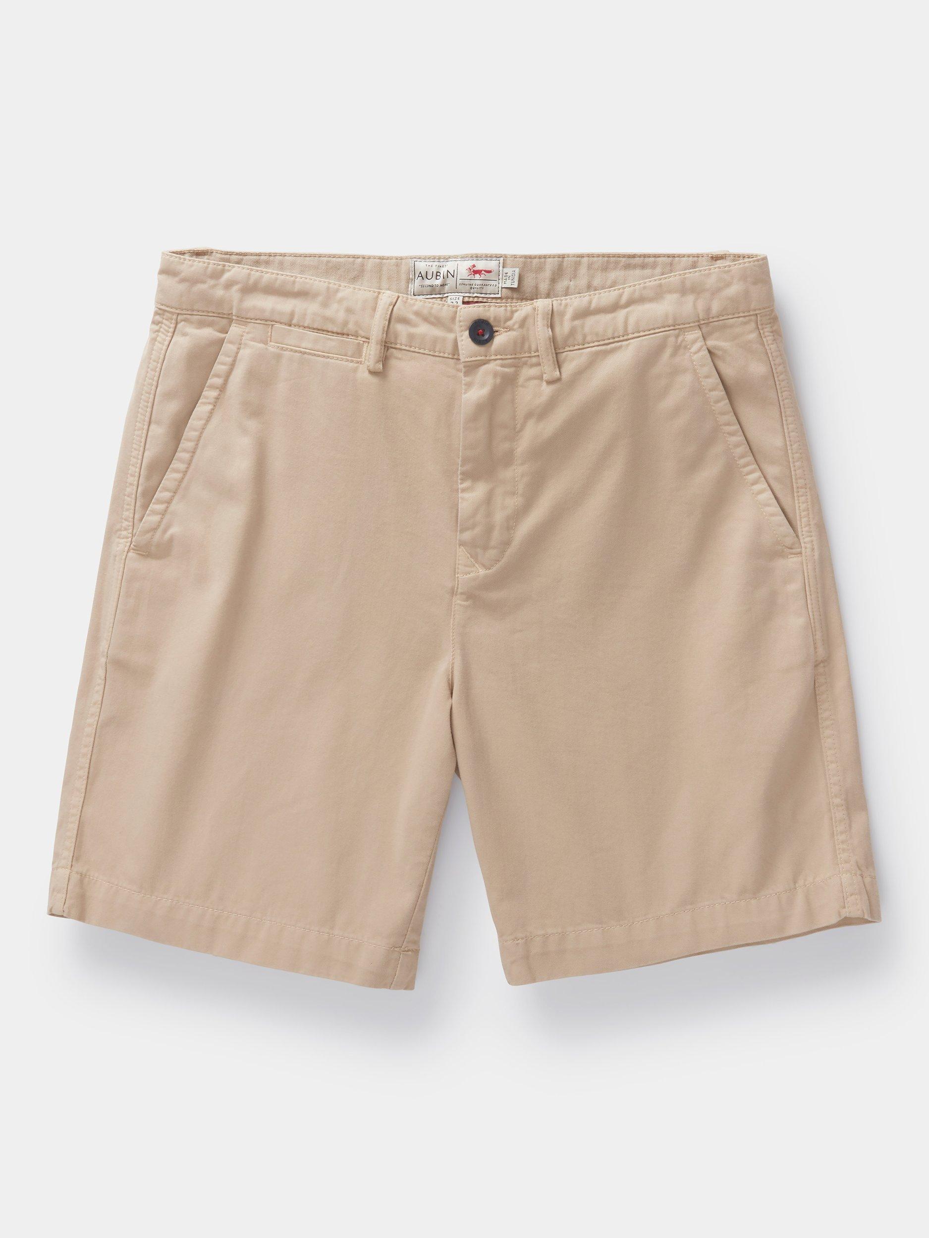 Product image 6 of 6, which shows Aubin Stamford Cotton Regular Fit Chino Shorts, Sand, 30