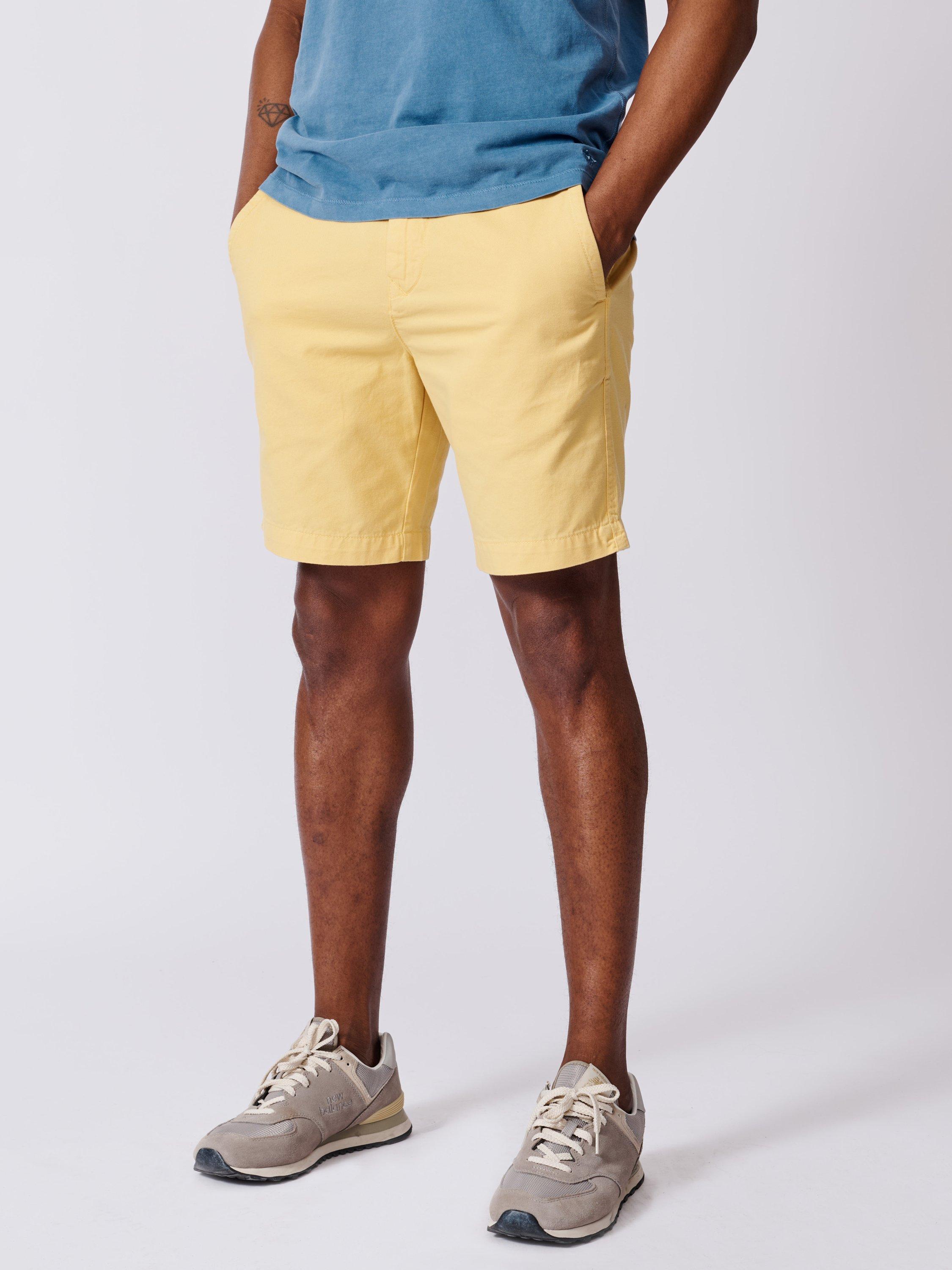 Product image 1 of 5, which shows Aubin Stamford Cotton Regular Fit Chino Shorts, Yolk, 30