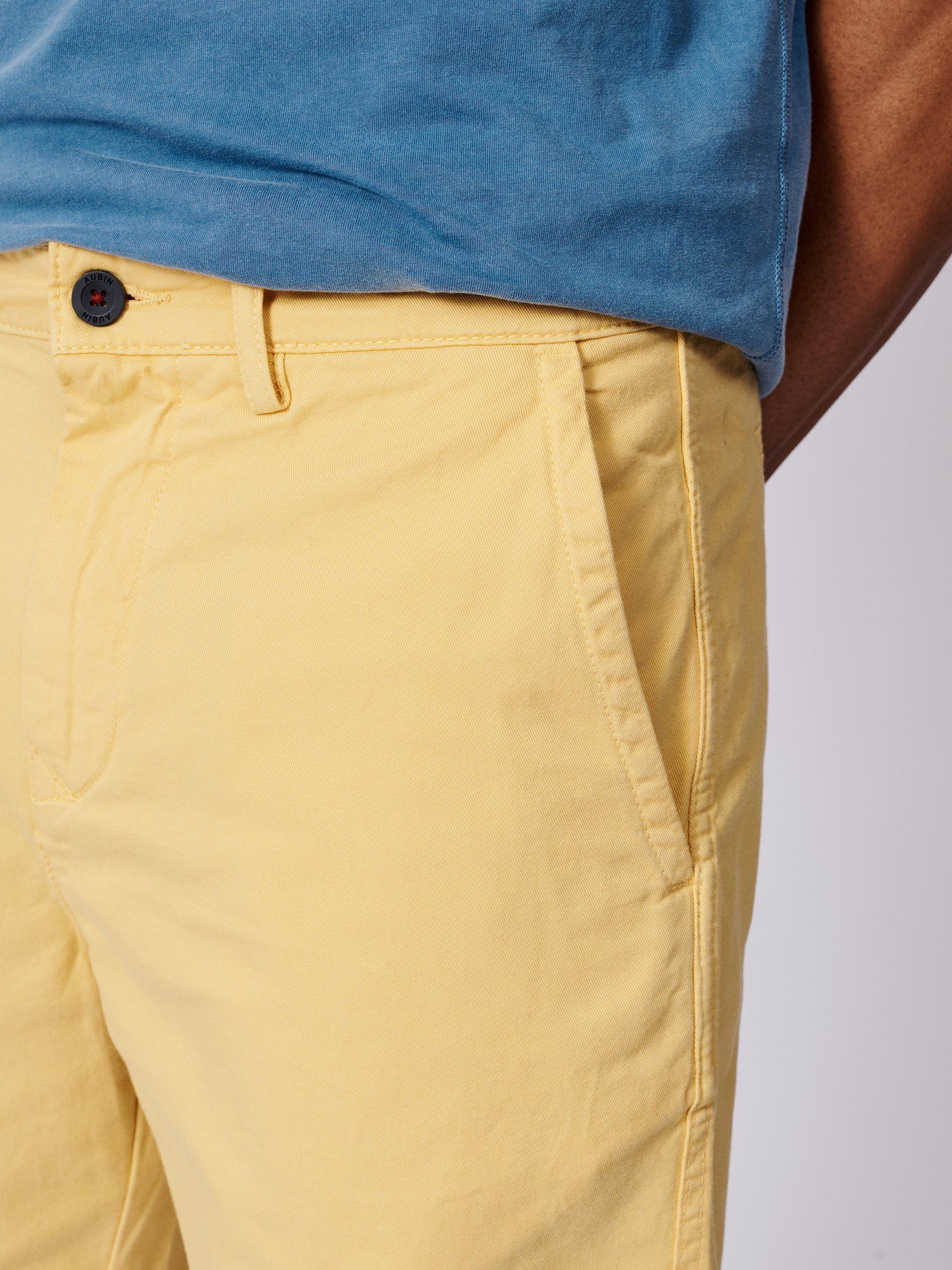Product image 3 of 5, which shows Aubin Stamford Cotton Regular Fit Chino Shorts, Yolk, 30
