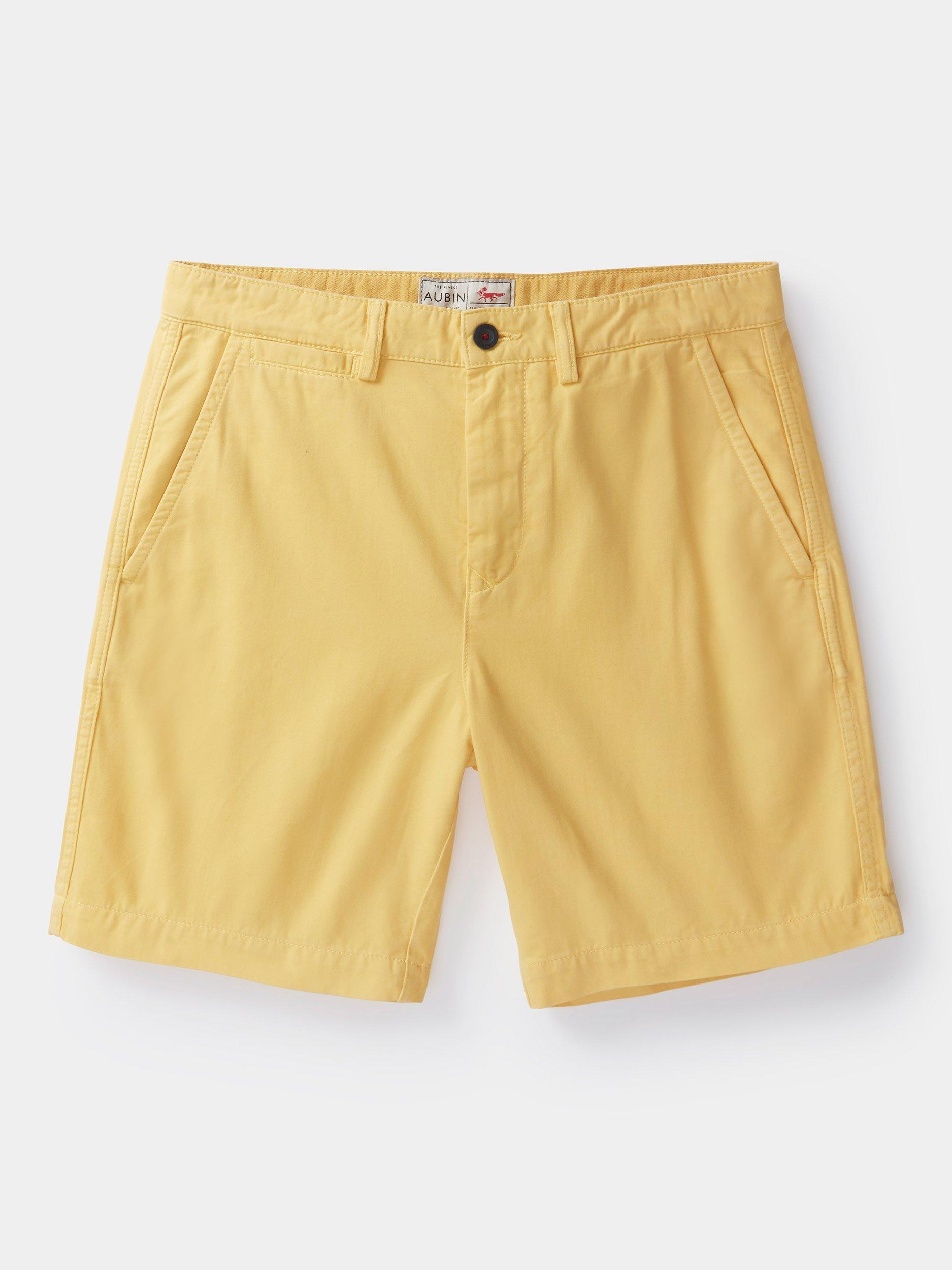 Product image 5 of 5, which shows Aubin Stamford Cotton Regular Fit Chino Shorts, Yolk, 30