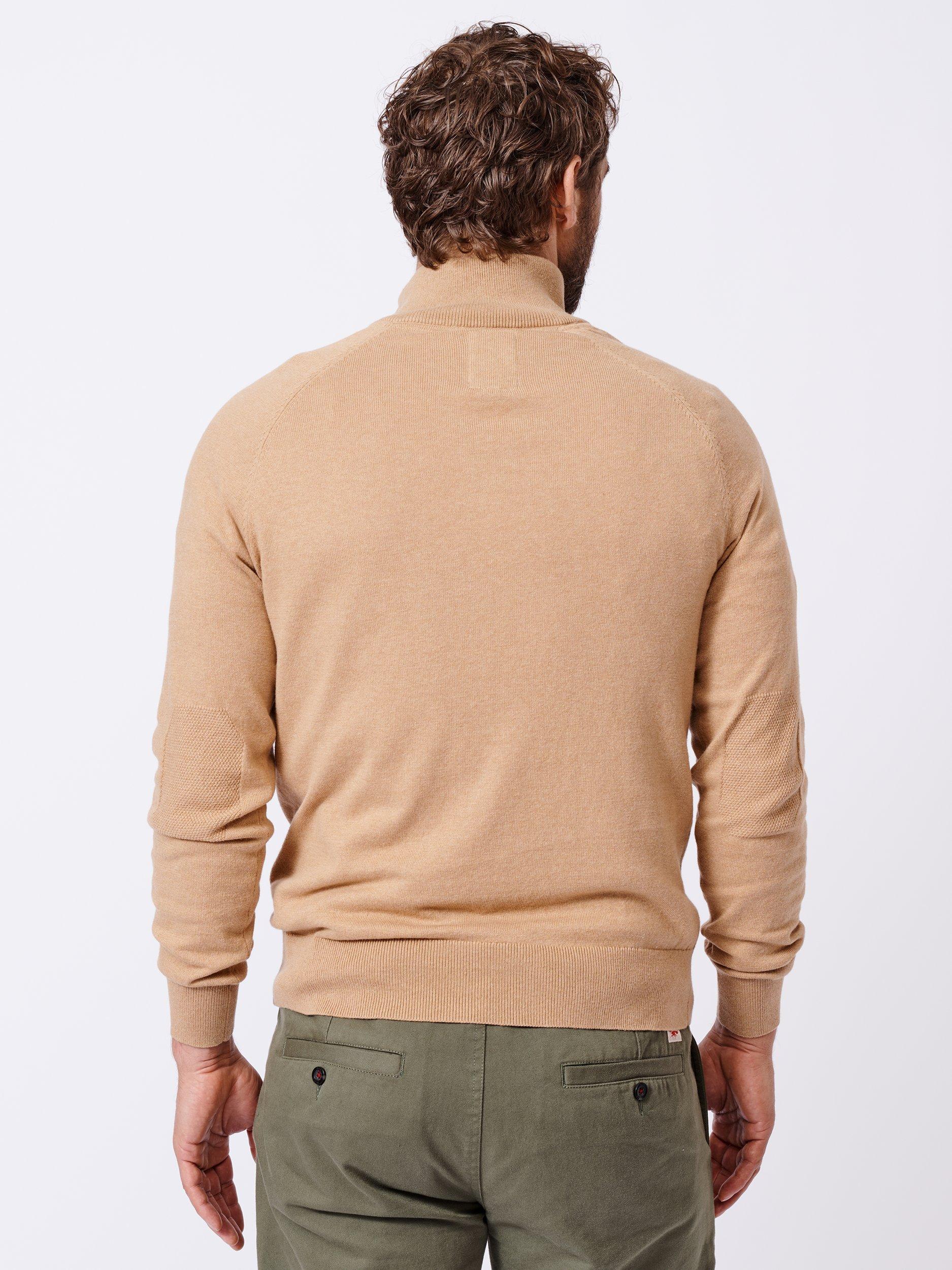 Product image 2 of 4, which shows Aubin Bonby Zip Neck Cotton Jumper, Camel, M