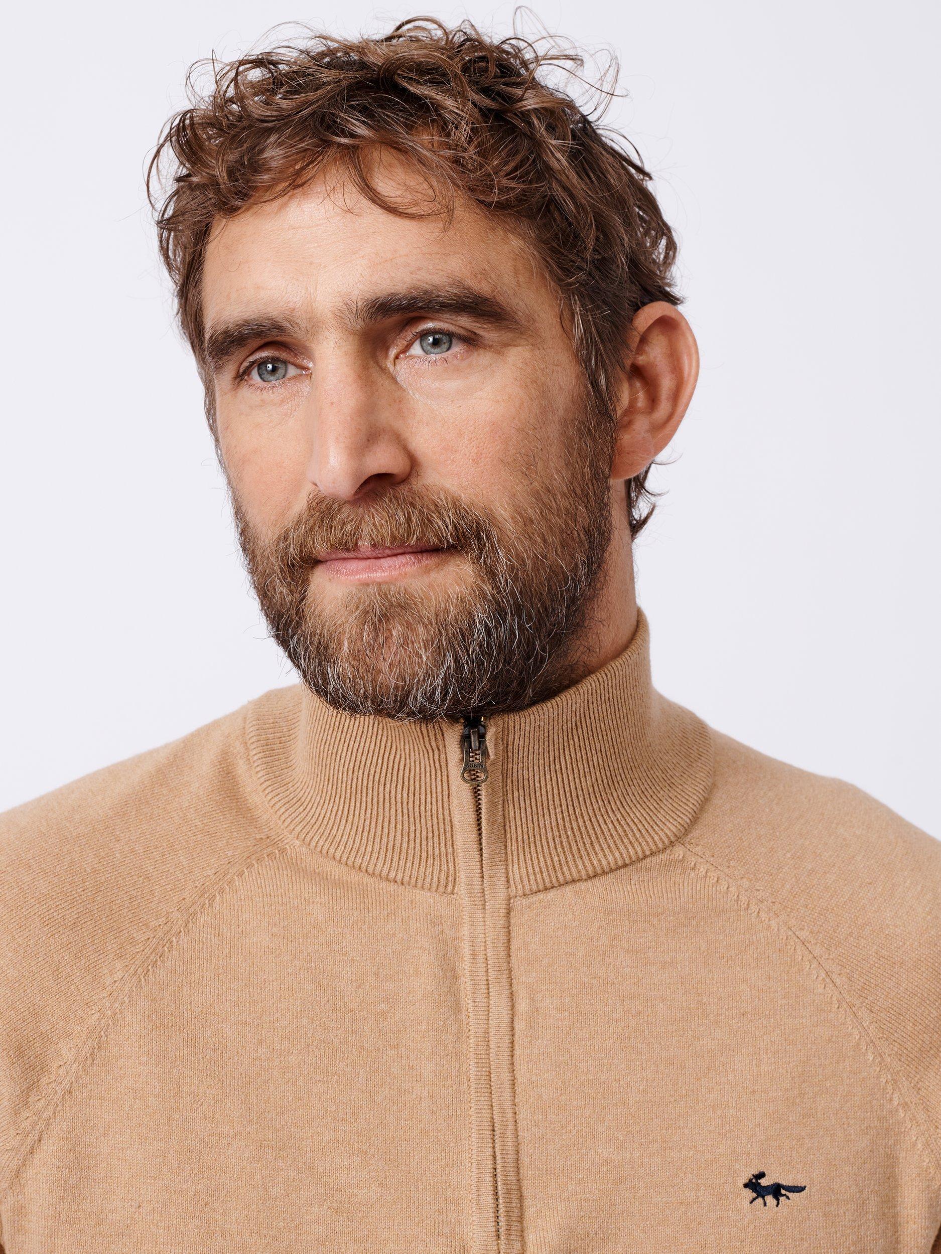 Product image 4 of 4, which shows Aubin Bonby Zip Neck Cotton Jumper, Camel, M