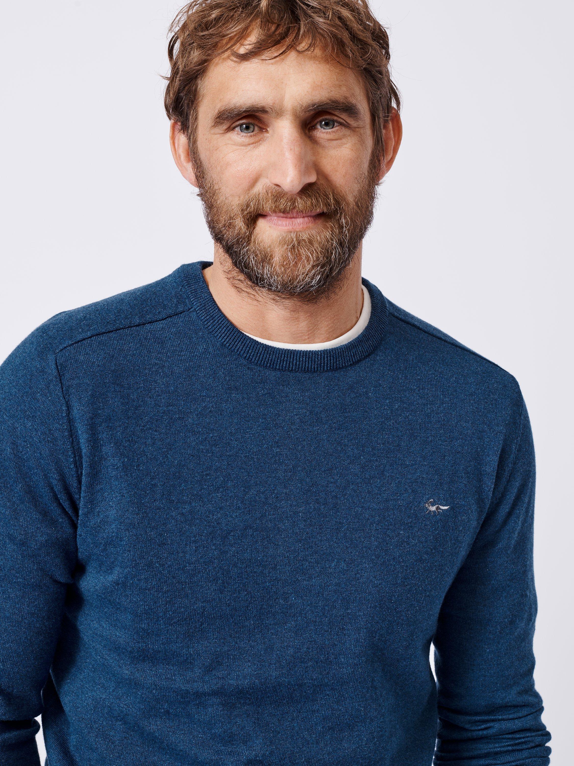 Product image 3 of 5, which shows Aubin Fulney Cotton Cashmere Crew Jumper, Navy, S