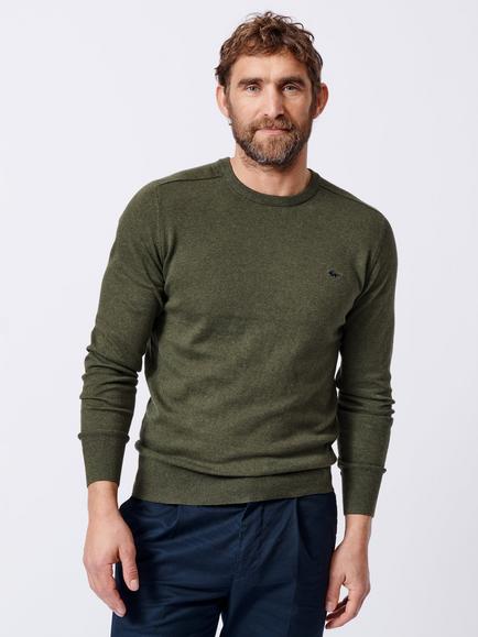 Aubin Fulney Cotton Cashmere Crew Jumper, Khaki