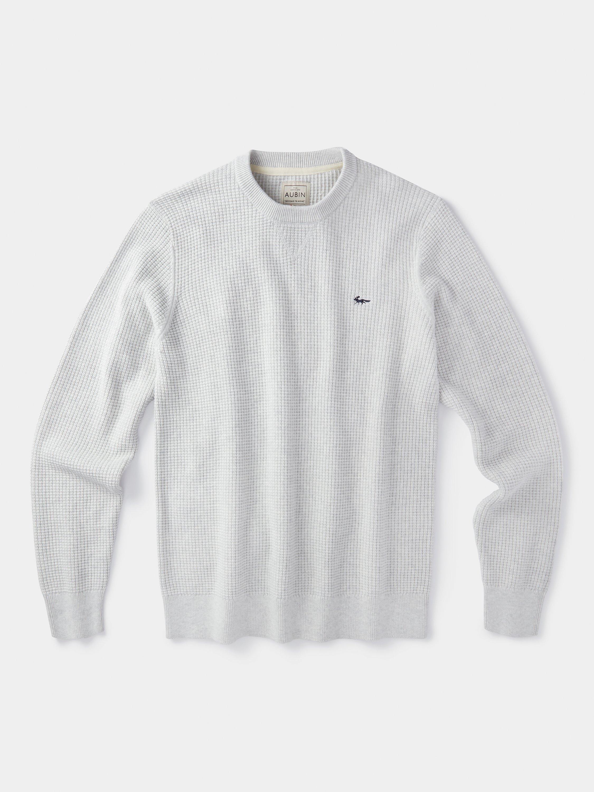 Product image 5 of 6, which shows Aubin Holywell Organic Cotton Textured Crew Jumper, Oatmeal Marl, XL