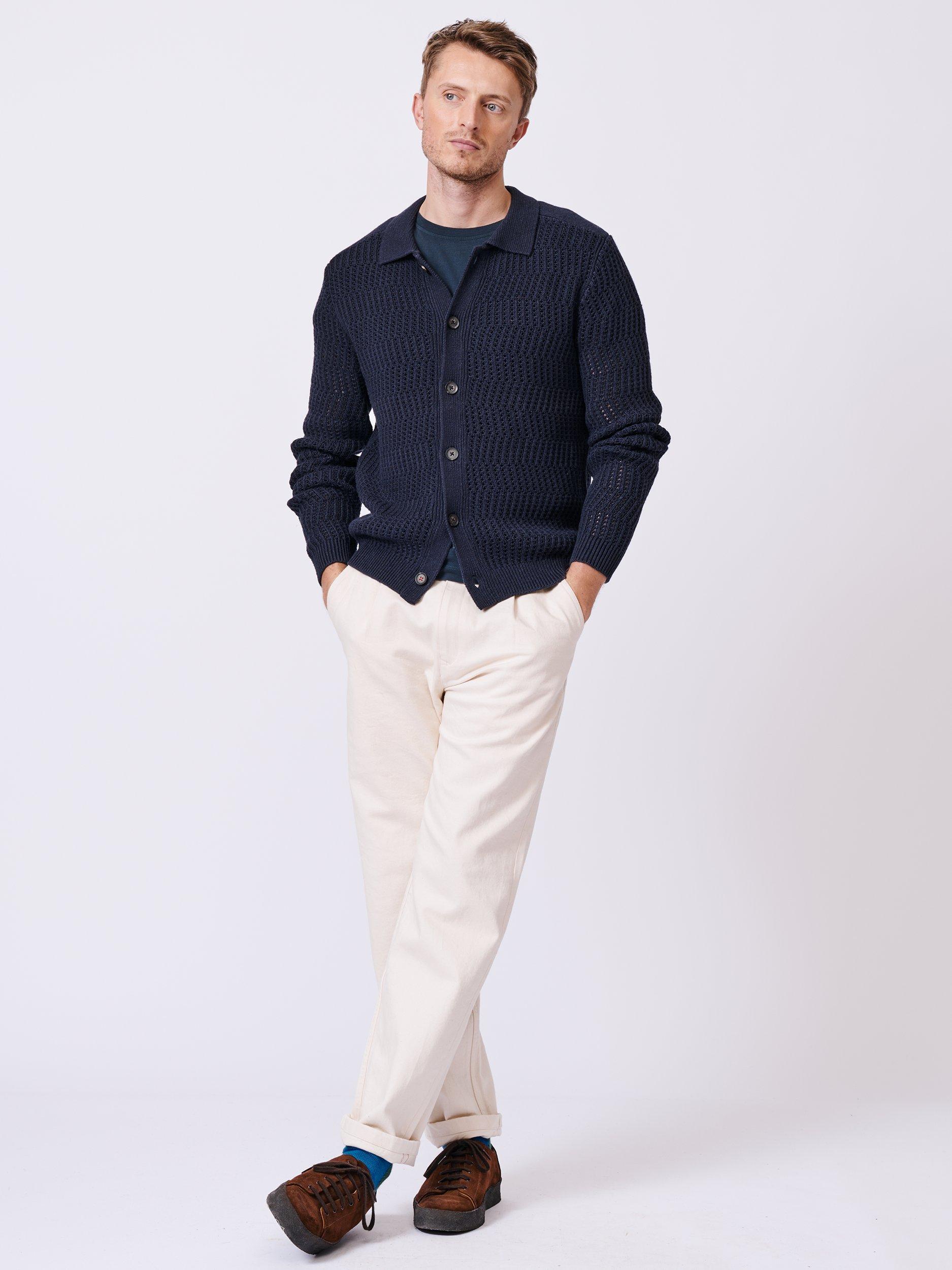 Product image 2 of 6, which shows Aubin Langtoft Collar Neck Cardigan, Navy, M