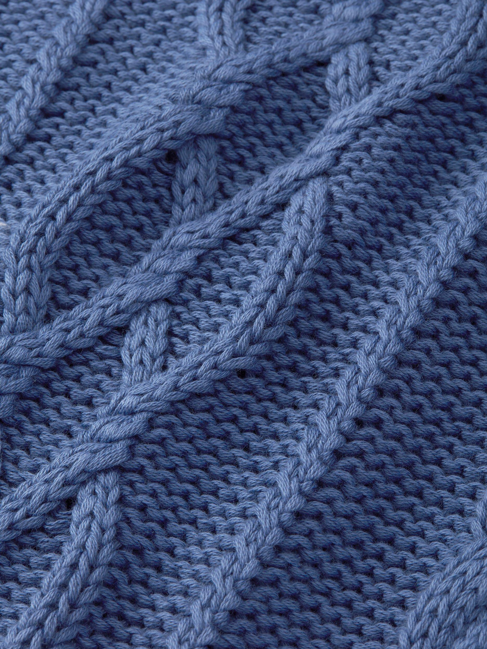 Product image 6 of 7, which shows Aubin Lenton Organic Cotton Cable Knit Crew Jumper, Pale Blue, M