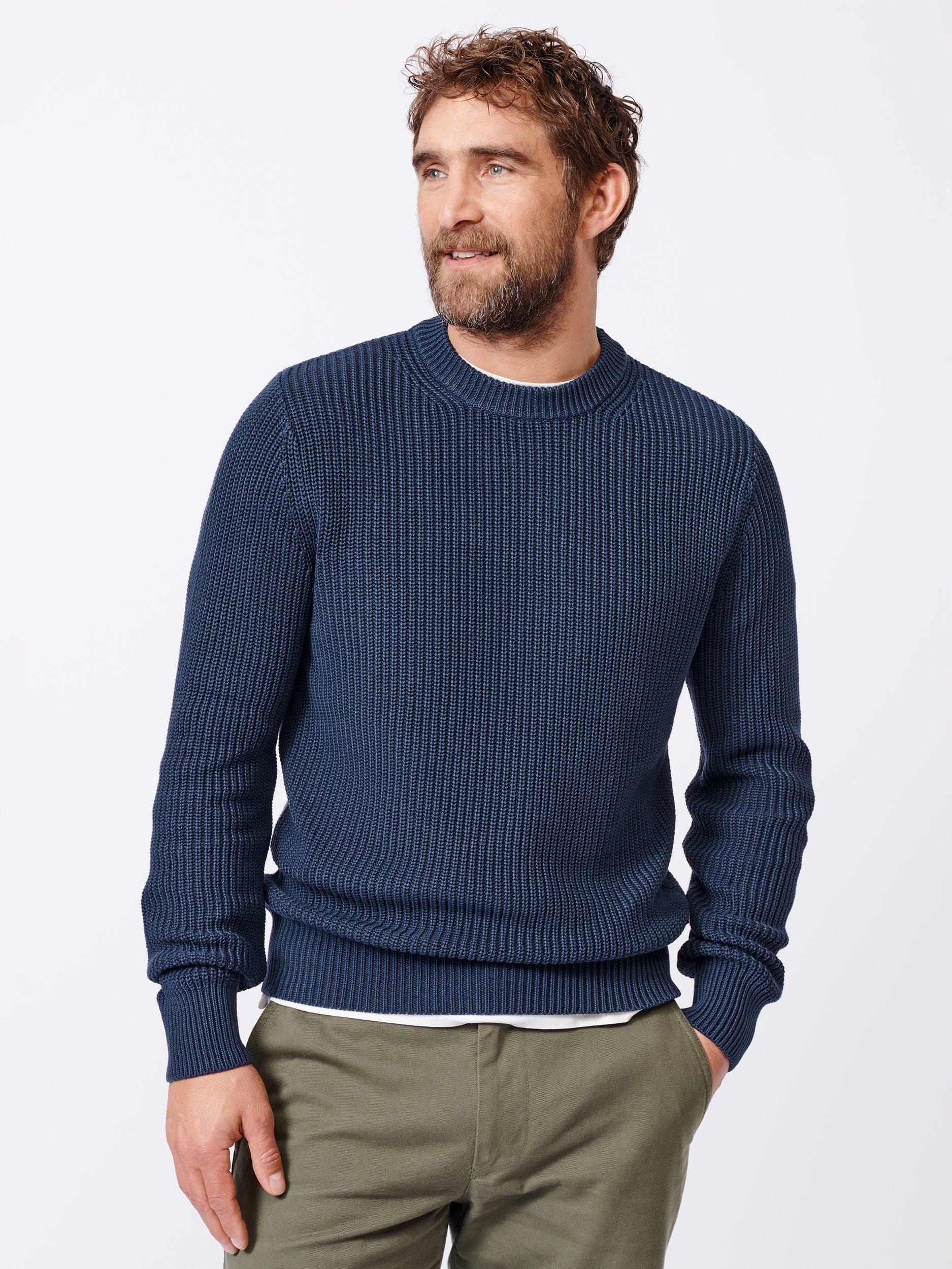 Product image 1 of 7, which shows Aubin Martin Rib Knit Crew Neck Jumper, Navy, S
