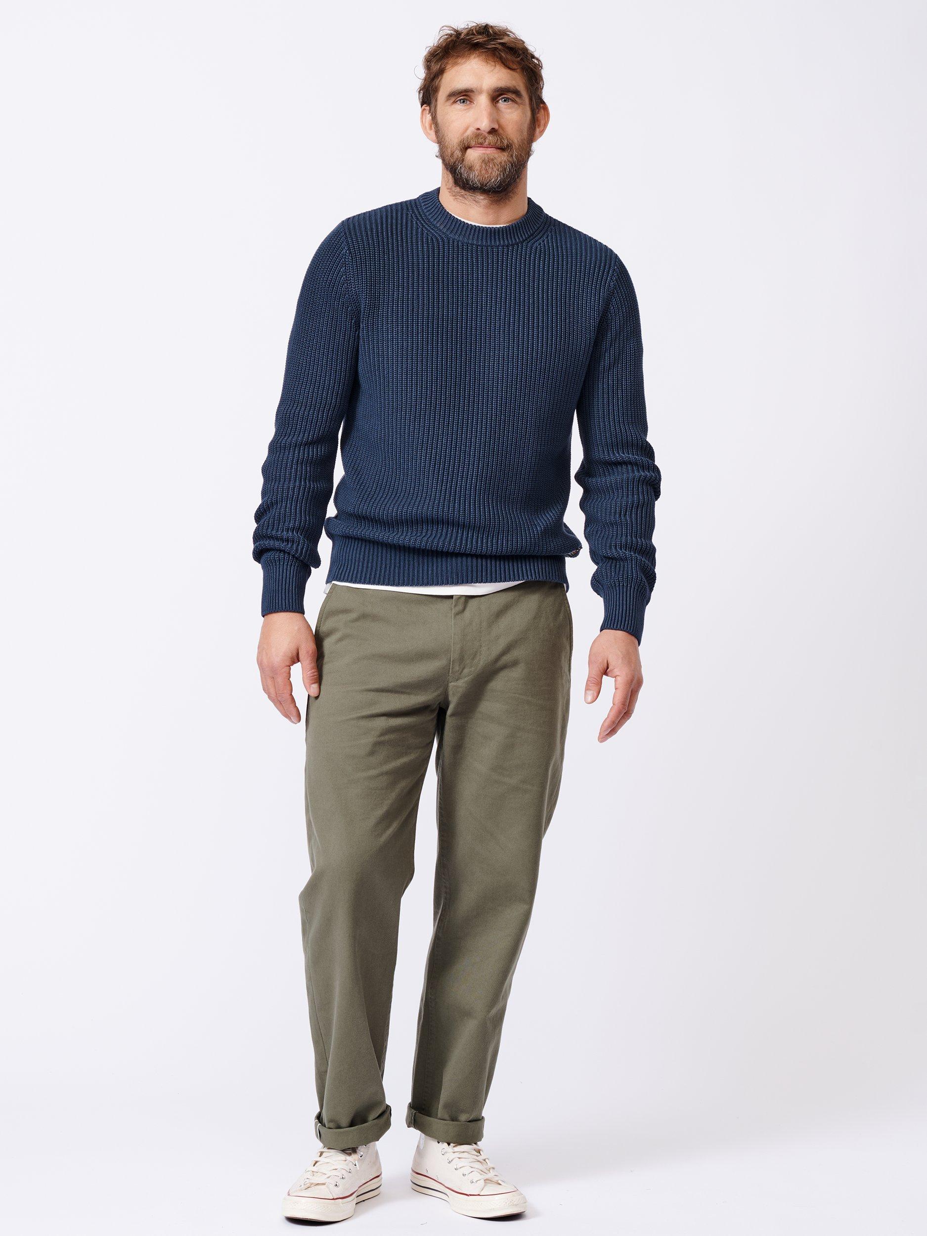 Product image 2 of 7, which shows Aubin Martin Rib Knit Crew Neck Jumper, Navy, S