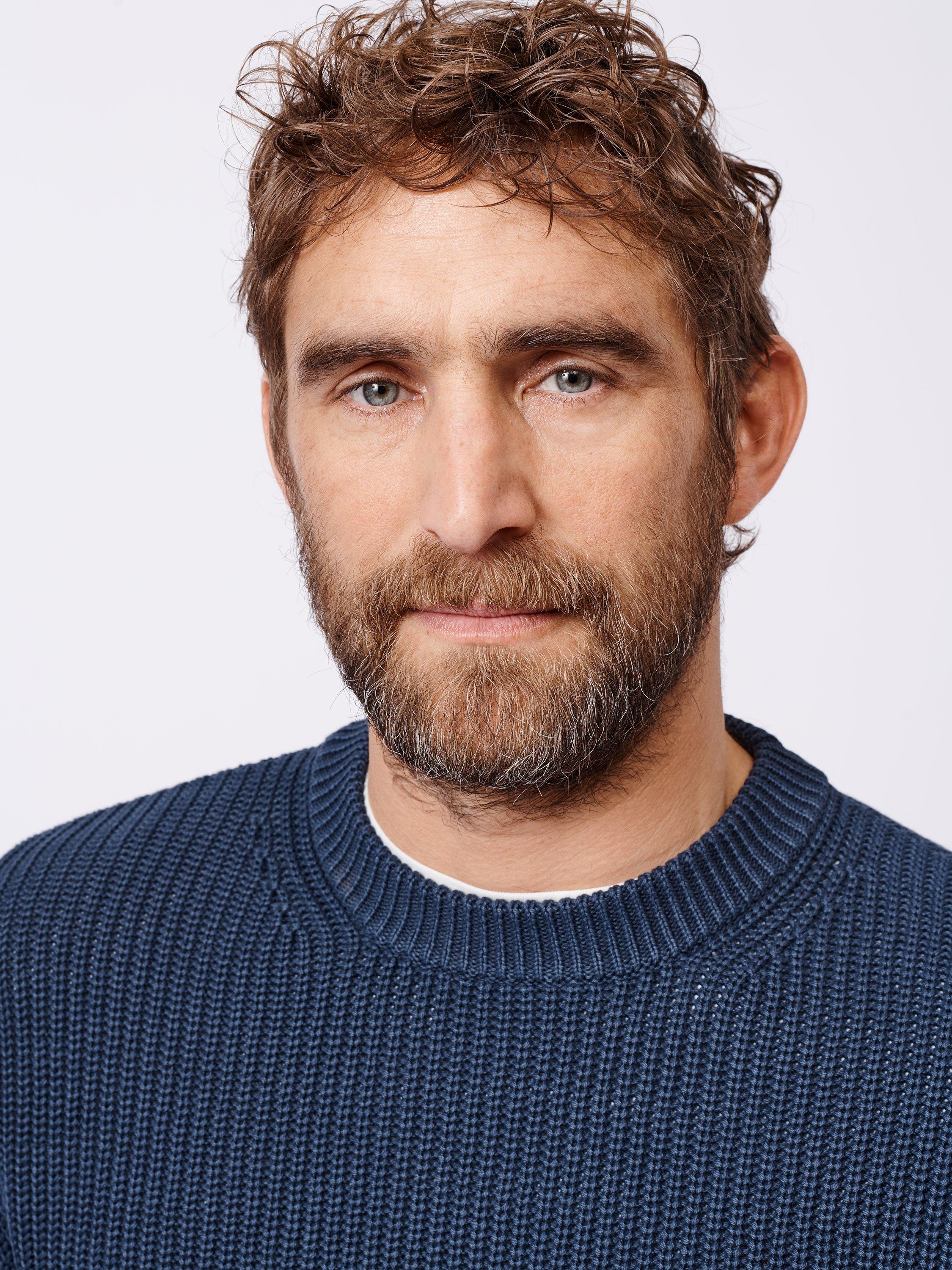 Product image 4 of 7, which shows Aubin Martin Rib Knit Crew Neck Jumper, Navy, S