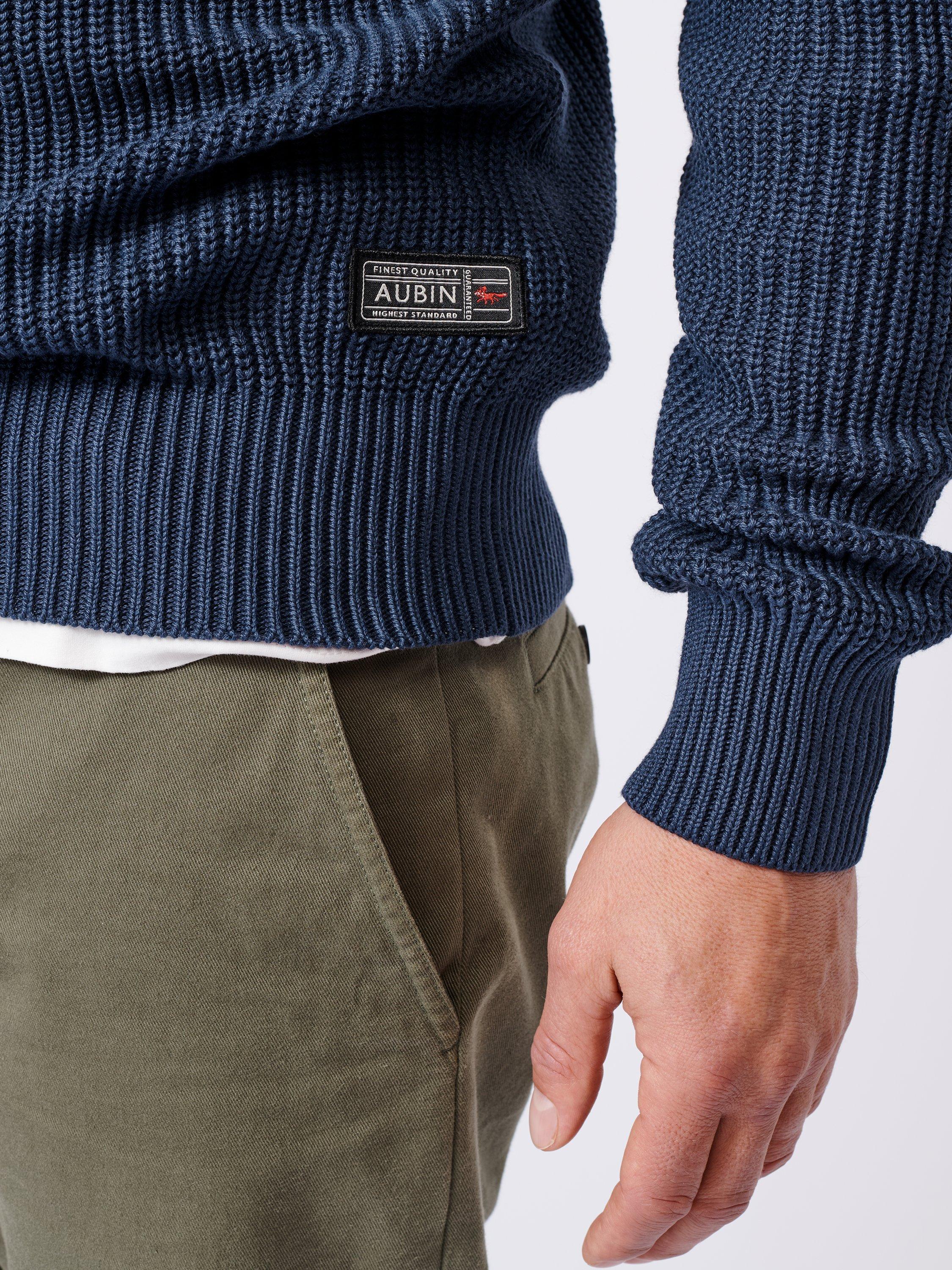 Product image 5 of 7, which shows Aubin Martin Rib Knit Crew Neck Jumper, Navy, S