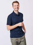 Aubin Arnold Cotton Linen Blend Regular Fit Short Sleeve Polo Shirt, Navy