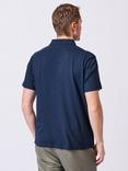 Aubin Arnold Cotton Linen Blend Regular Fit Short Sleeve Polo Shirt, Navy