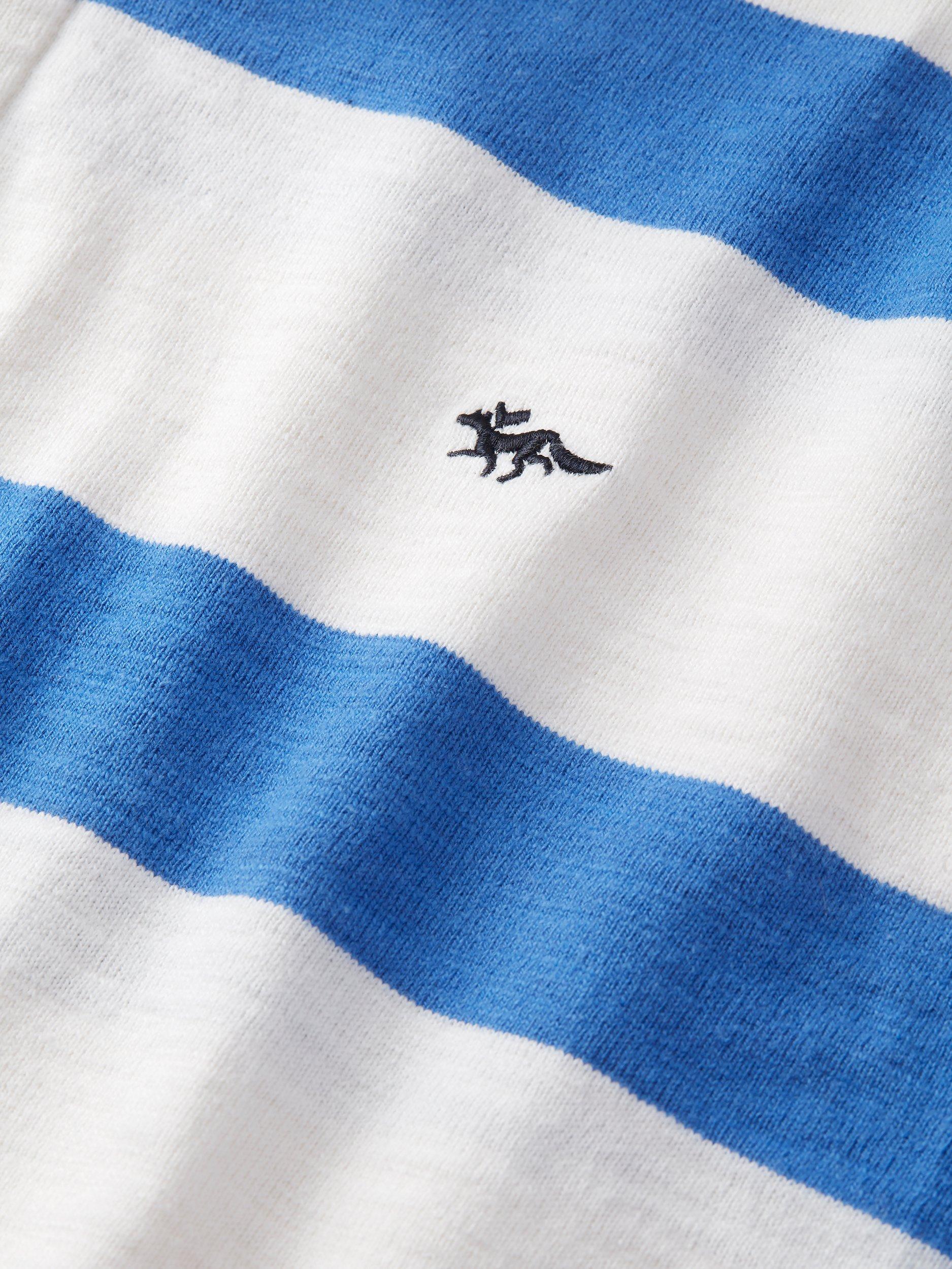 Product image 5 of 6, which shows Aubin Irnham Cotton Regular Fit Long Sleeve Rugby Shirt, Blue/Cream, L