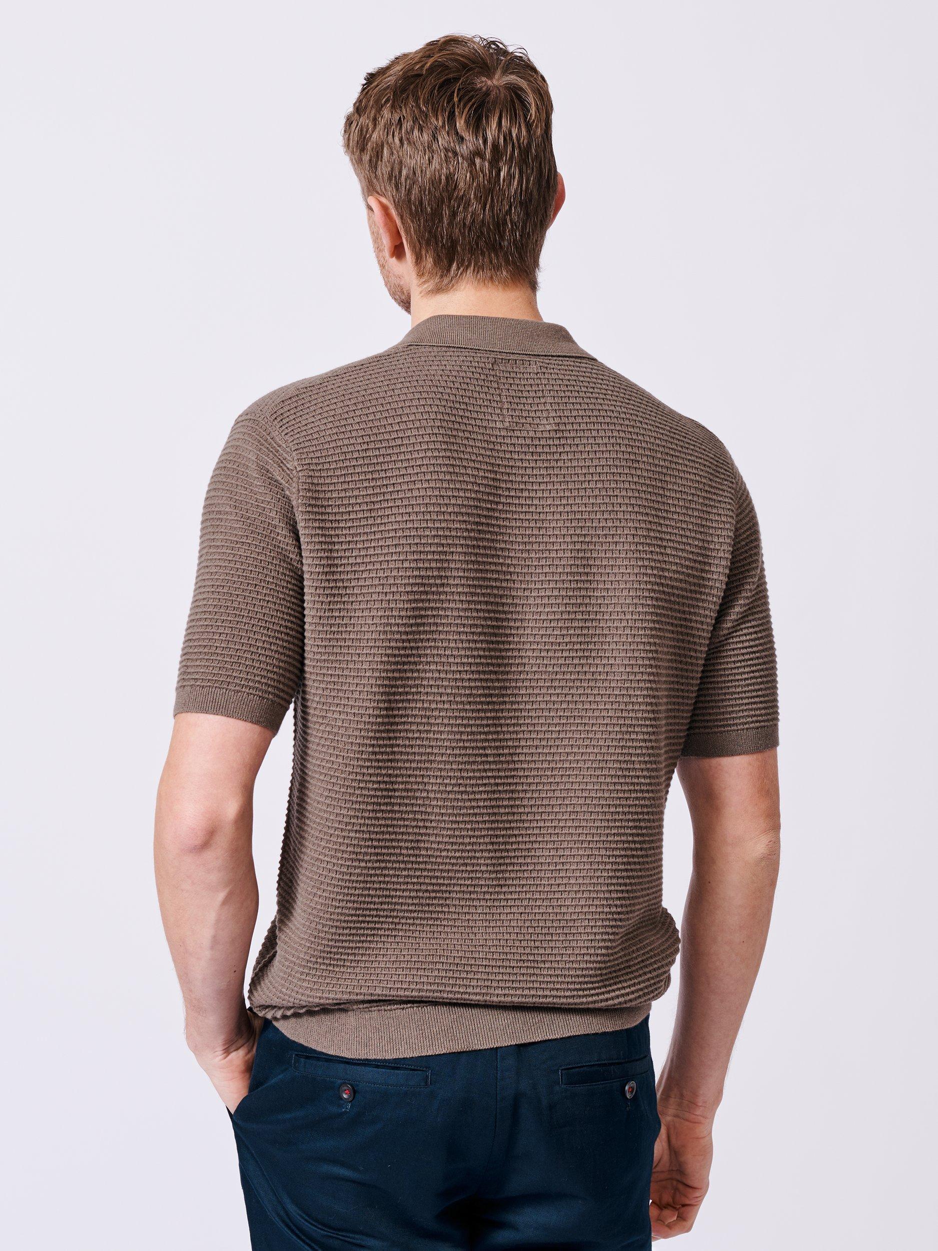 Product image 2 of 6, which shows Aubin Keats Cotton Regular Fit Short Sleeve Polo Shirt, Taupe, S