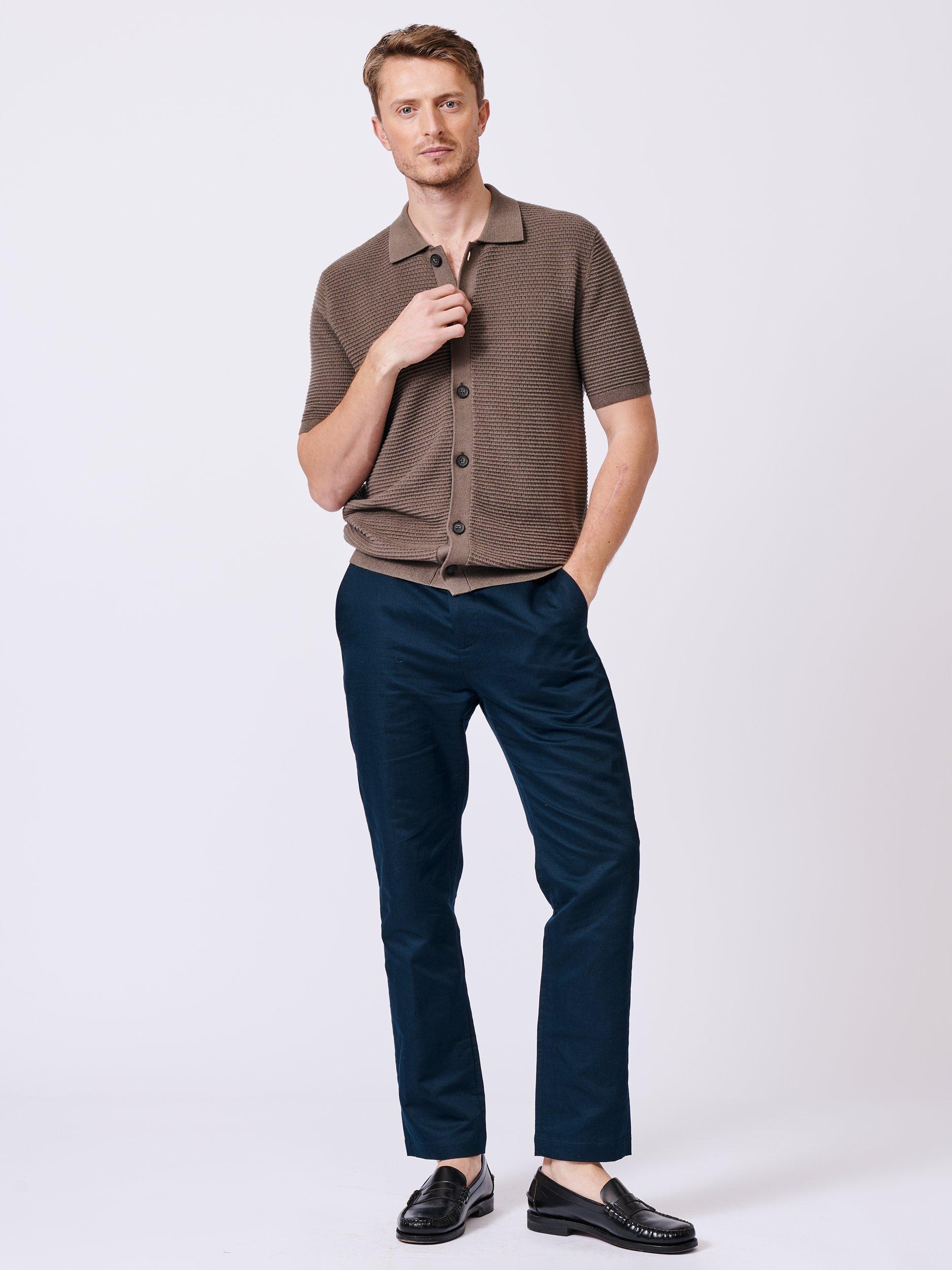 Product image 3 of 6, which shows Aubin Keats Cotton Regular Fit Short Sleeve Polo Shirt, Taupe, S