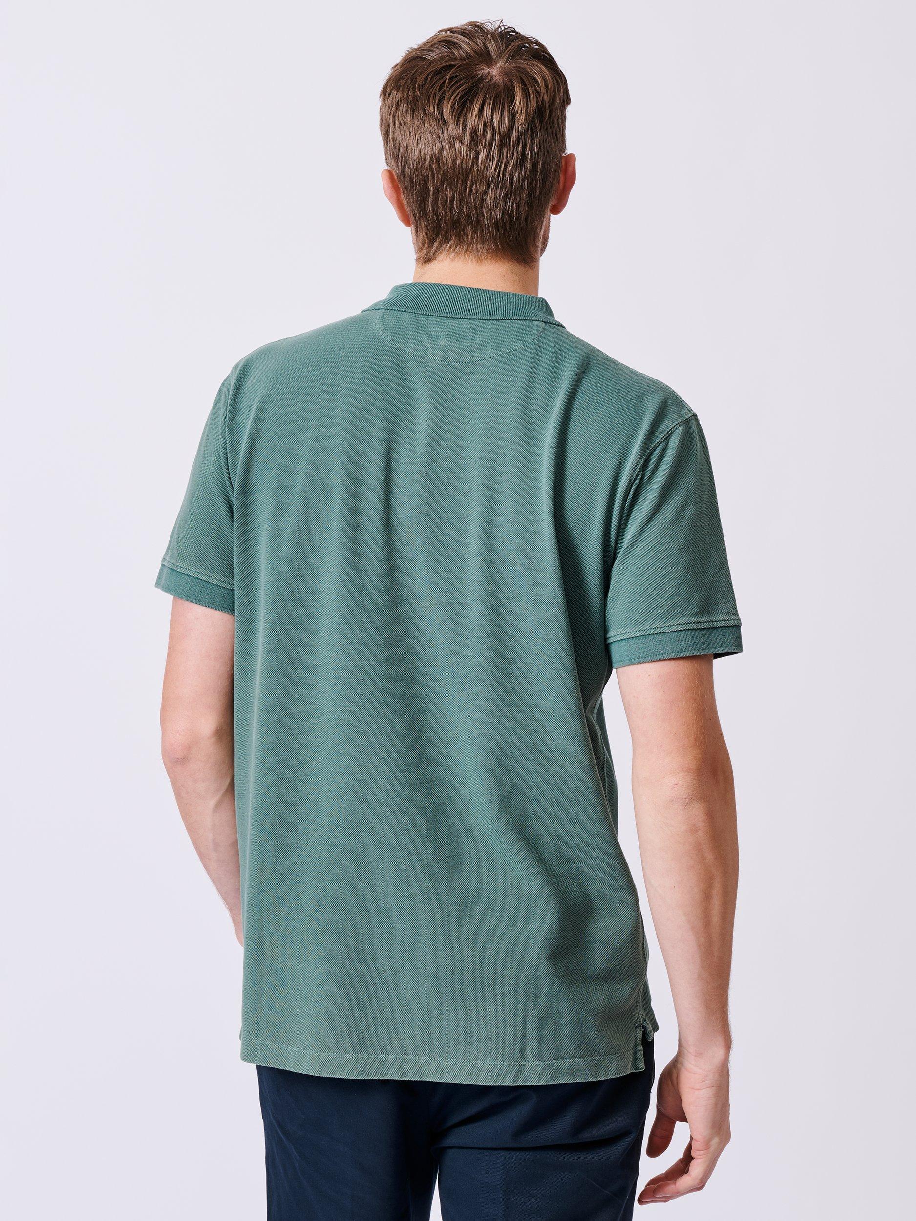 Product image 2 of 6, which shows Aubin Lusby Organic Cotton Logo Polo Shirt, Jade, M