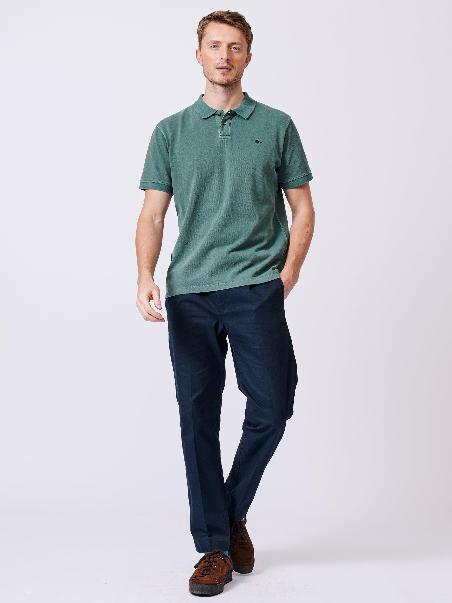 Product image 3 of 6, which shows Aubin Lusby Organic Cotton Logo Polo Shirt, Jade, M