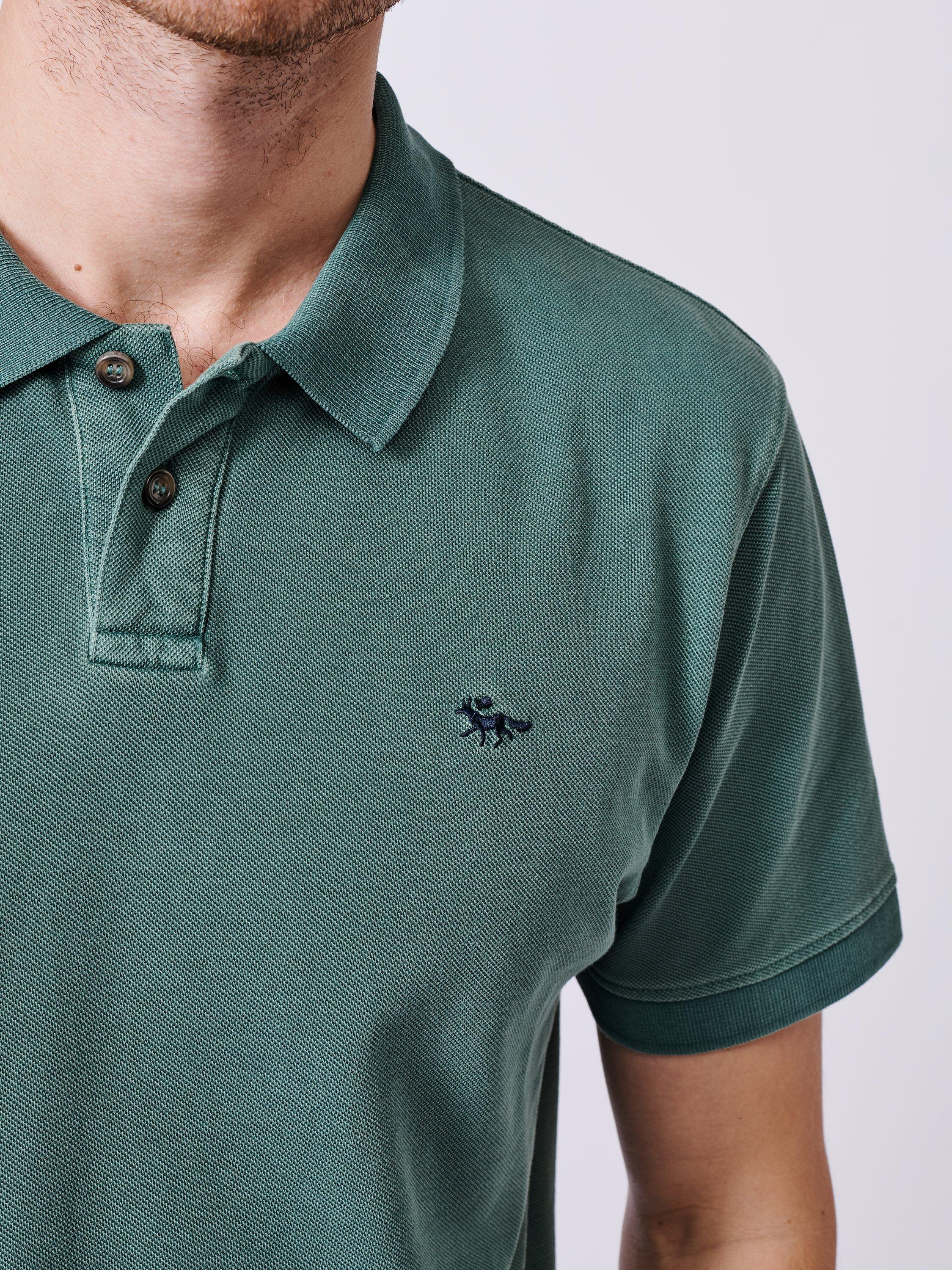 Product image 4 of 6, which shows Aubin Lusby Organic Cotton Logo Polo Shirt, Jade, M