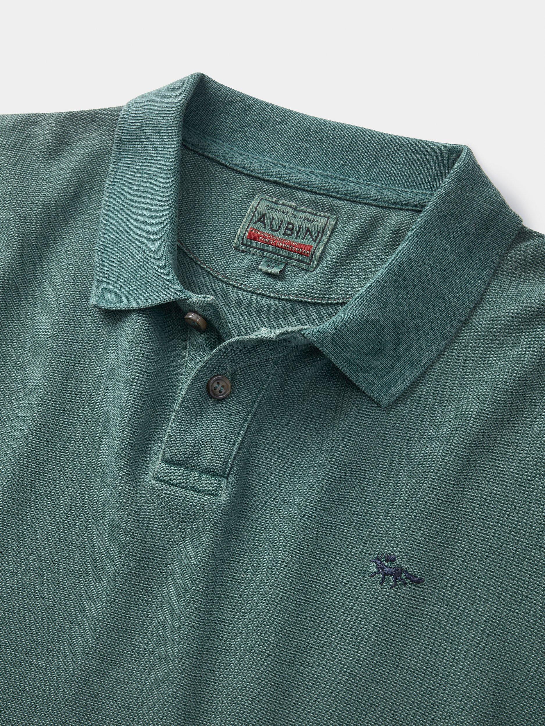 Product image 5 of 6, which shows Aubin Lusby Organic Cotton Logo Polo Shirt, Jade, M