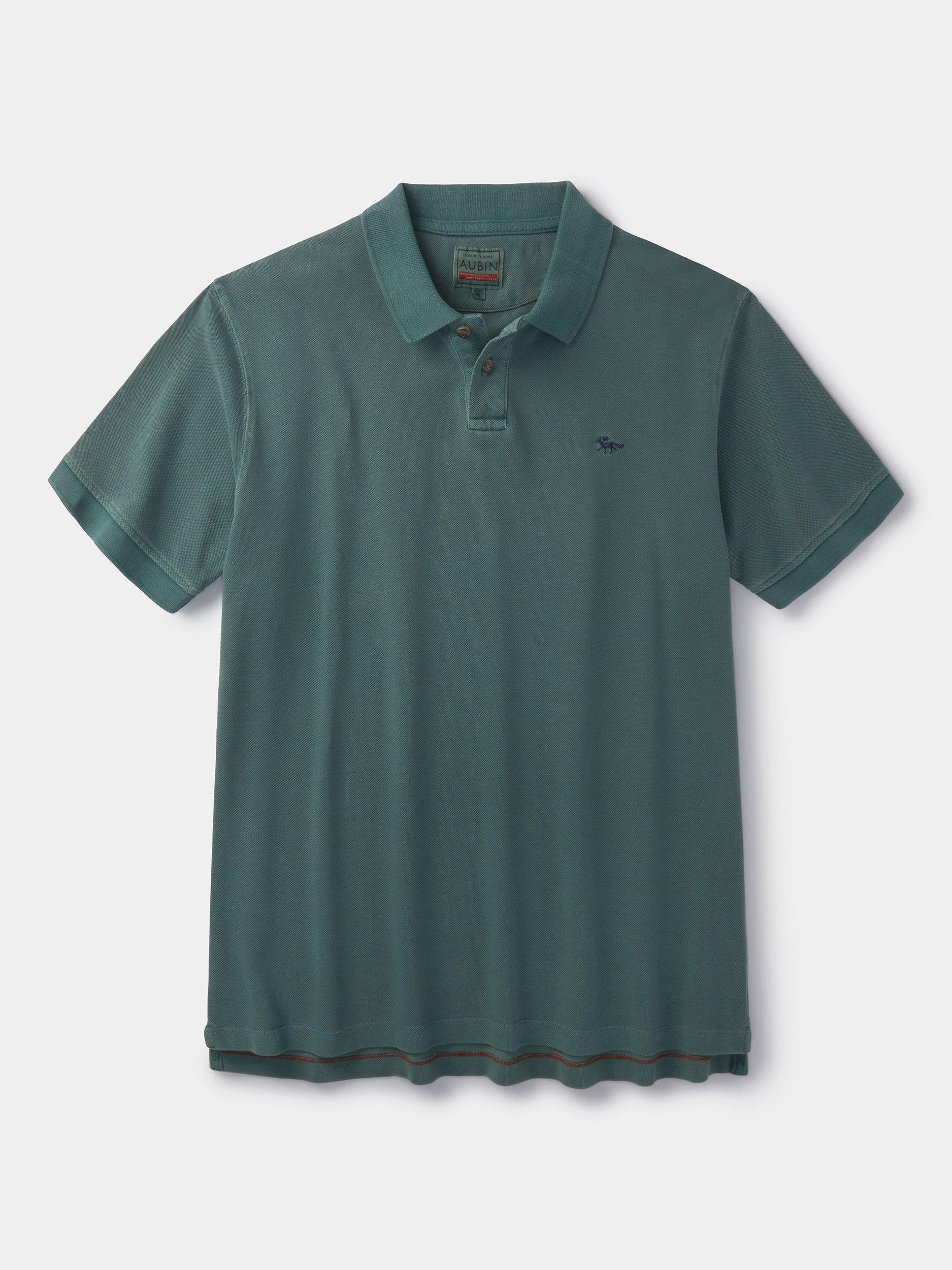 Product image 6 of 6, which shows Aubin Lusby Organic Cotton Logo Polo Shirt, Jade, M